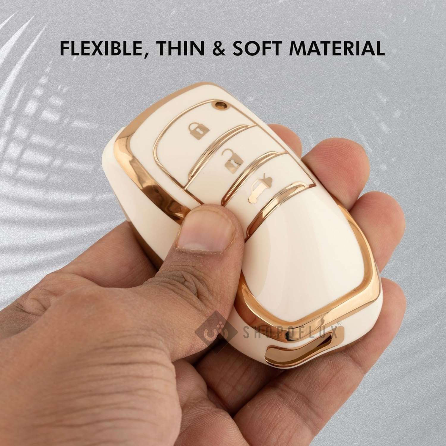 SHOPOFLUX TPU Key Cover Compatible with Toyota Fortuner | Fortuner Legender | Innova Hycross | Invicto 3 Button Smart Key Black & white