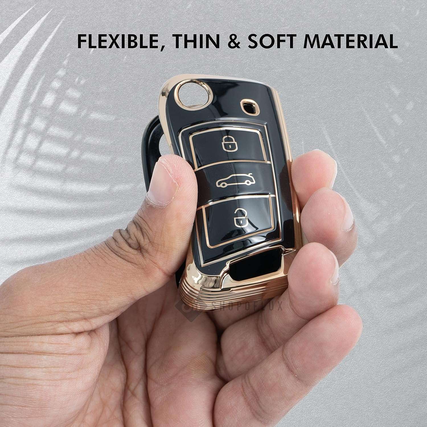 Shopoflux® TPU Key Cover Compatible with Skoda & Volkswagen Cars Slavia | Kushaq | Octavia | Virtus | Taigun | Tiguan | T ROC 3 Button Flip Key
