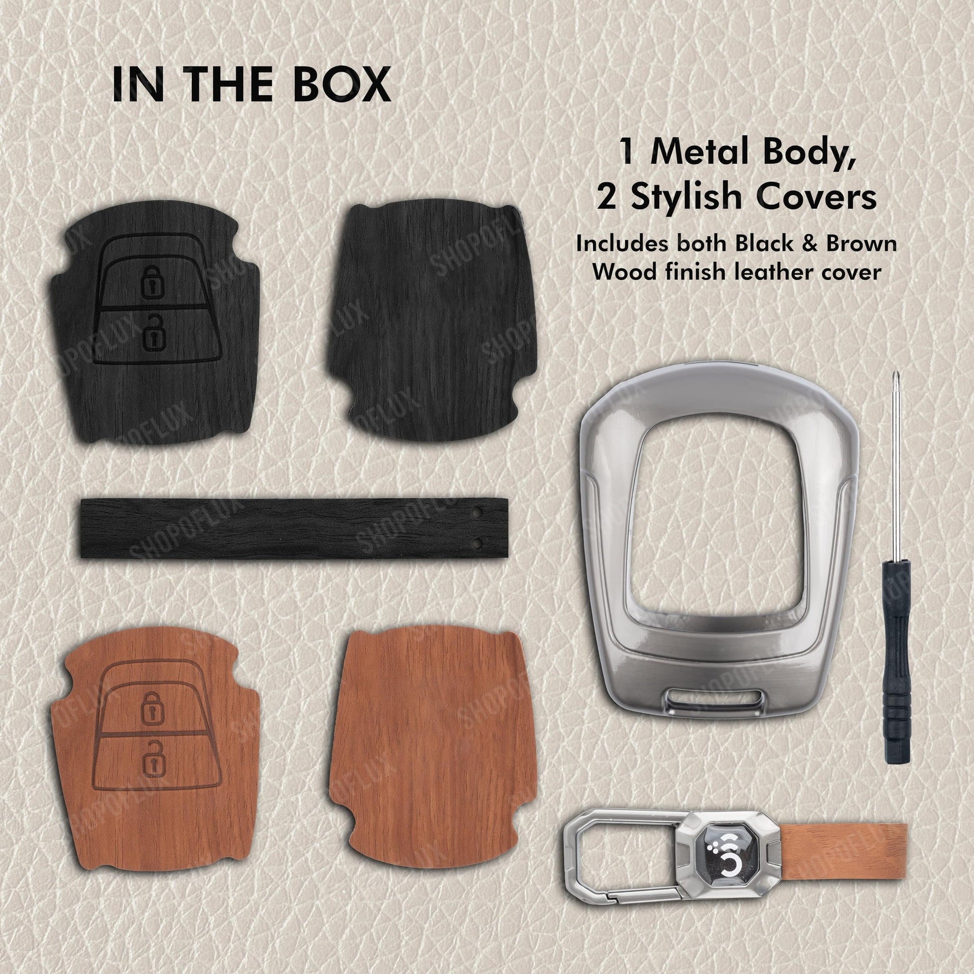 SHOPOFLUX Metal Key Cover Compatible with i10 Grand | Santro | Eon Shopoflux
