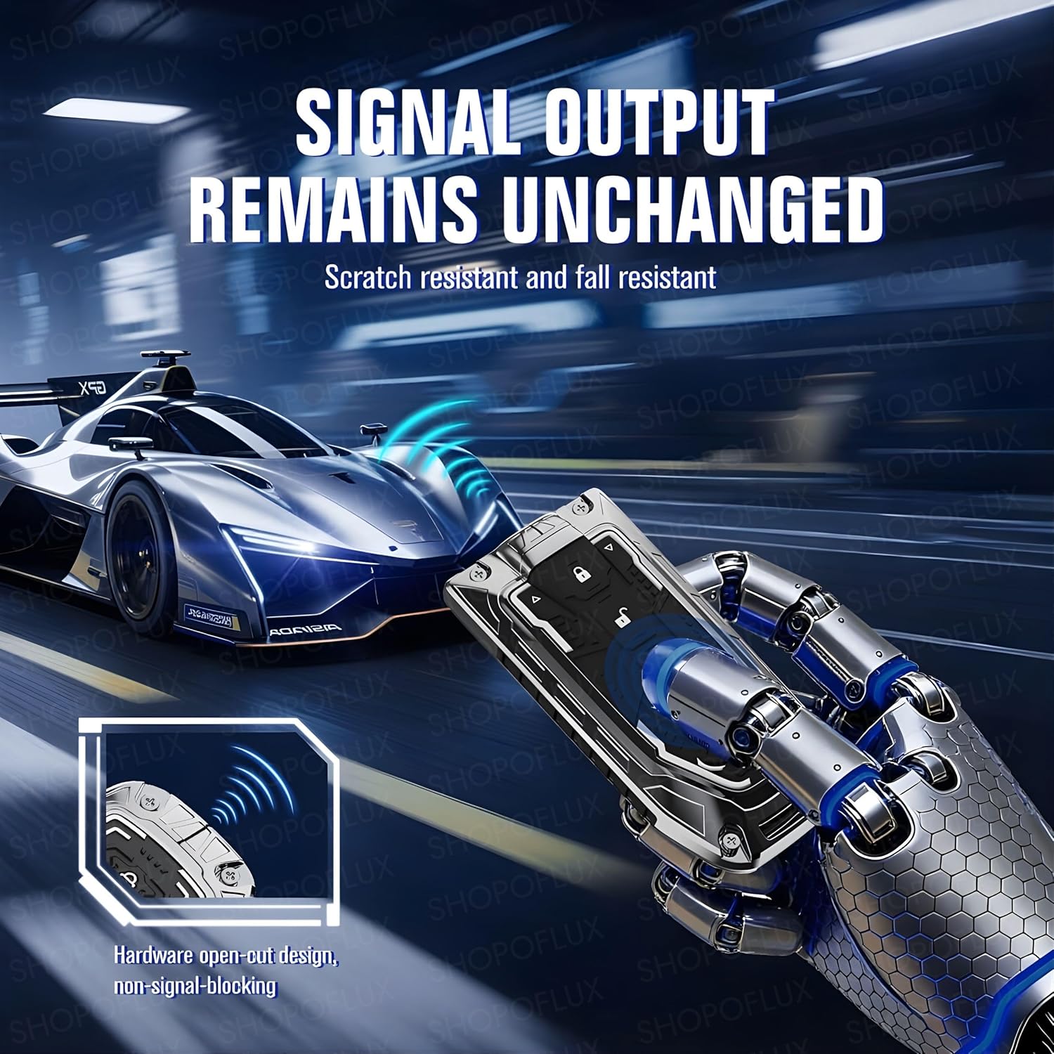 SHOPOFLUX Metal Key Cover Compatible with Mahindra BE 6, XEV 9 EV, XUV 7XO Smart Key (Metal Blue Silicone) Shopoflux