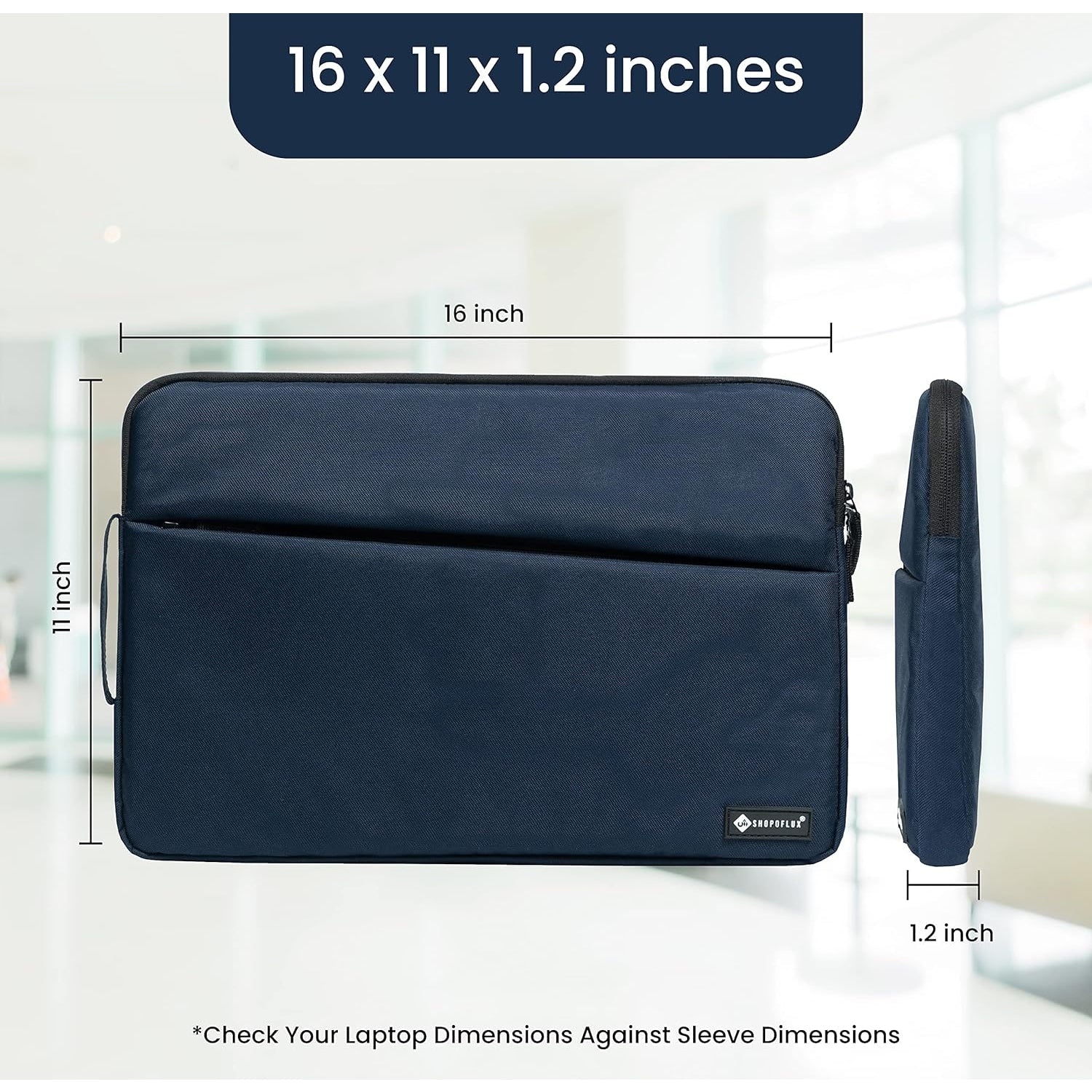 Shopoflux 16 Inch Laptop Sleeve Pack of 2 Case Cover Bag for Laptop for Men and Women Waterproof with Front Pocket Blue, 16 X 11 X 1.2 Inch Brown & Blue