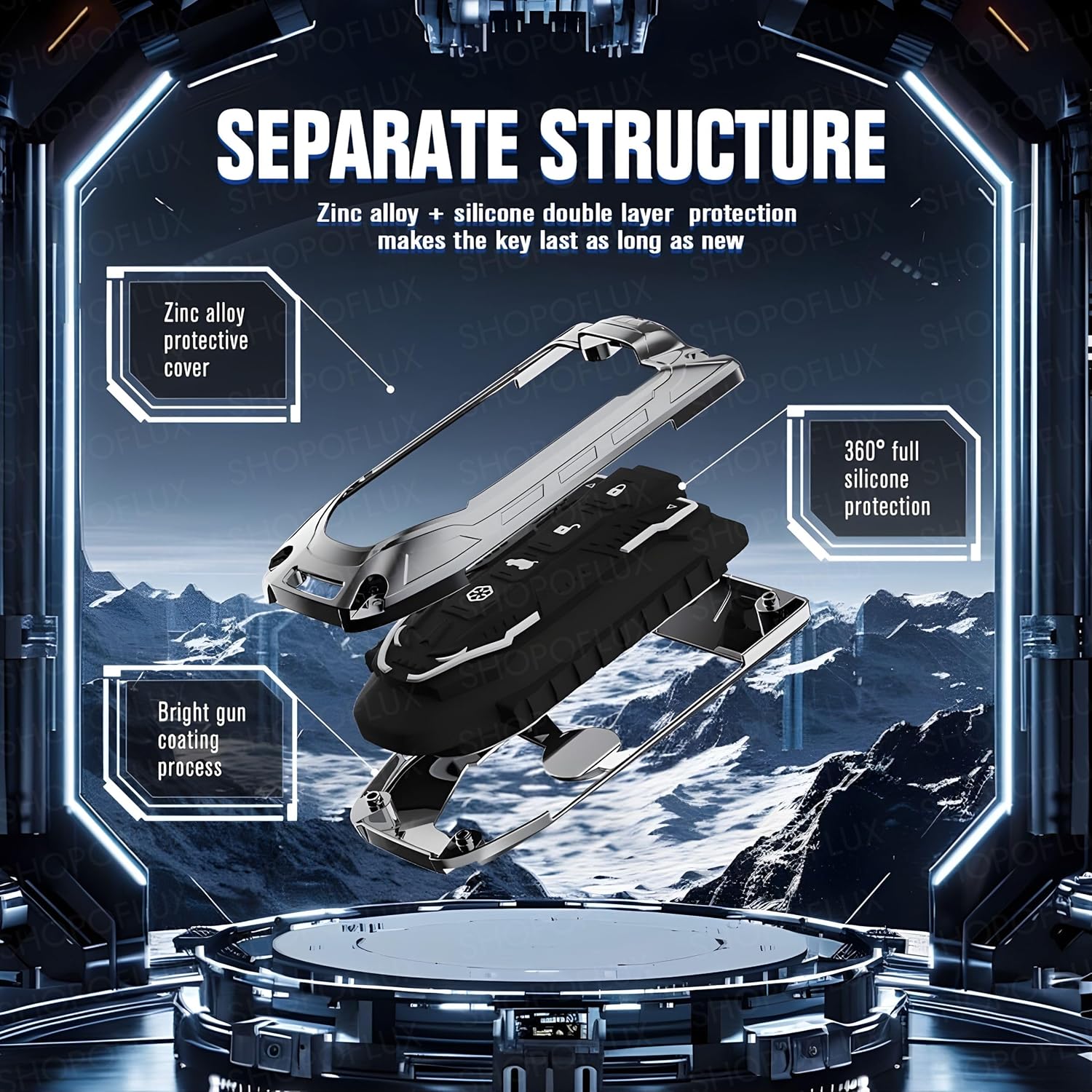 SHOPOFLUX Metal Key Cover Compatible with Mahindra BE 6, XEV 9 EV, XUV 7XO Smart Key (Metal Brown Silicone) Shopoflux