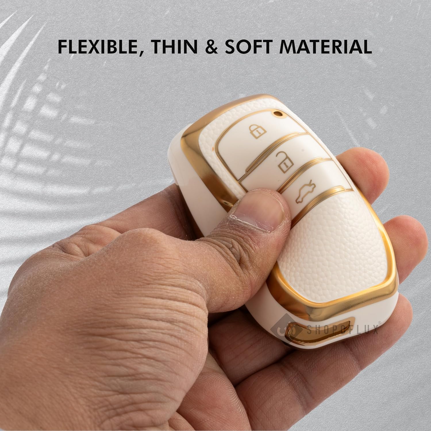 SHOPOFLUX Leather TPU Key Cover Compatible with Suzuki and Toyota Fortuner | Fortuner Legender | Innova Hycross | Invicto 3 Button Smart Key