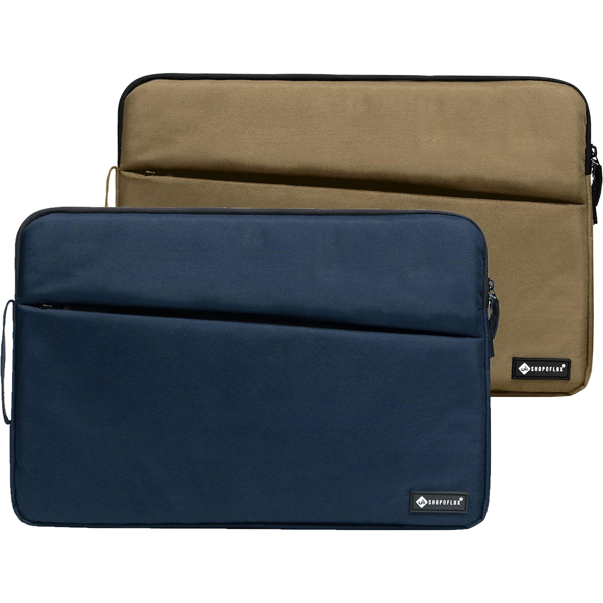 Shopoflux 16 Inch Laptop Sleeve Pack of 2 Case Cover Bag for Laptop for Men and Women Waterproof with Front Pocket (Blue, 16 X 11 X 1.2 Inch) (Brown & Blue)