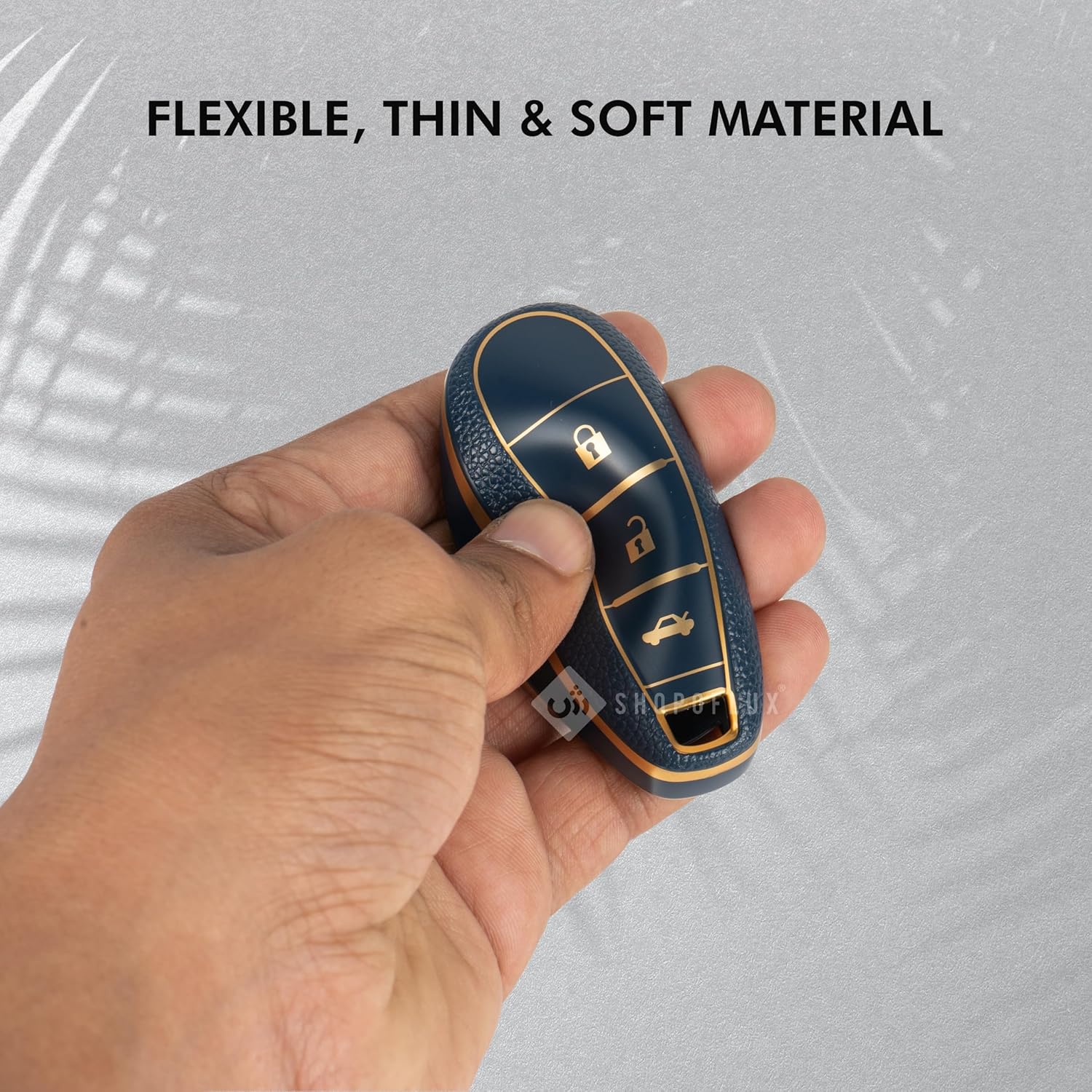 SHOPOFLUX Leather TPU Key Cover Compatible with Baleno, Breeza, S Cross, Ciaz, Swift 3 Button Smart Key