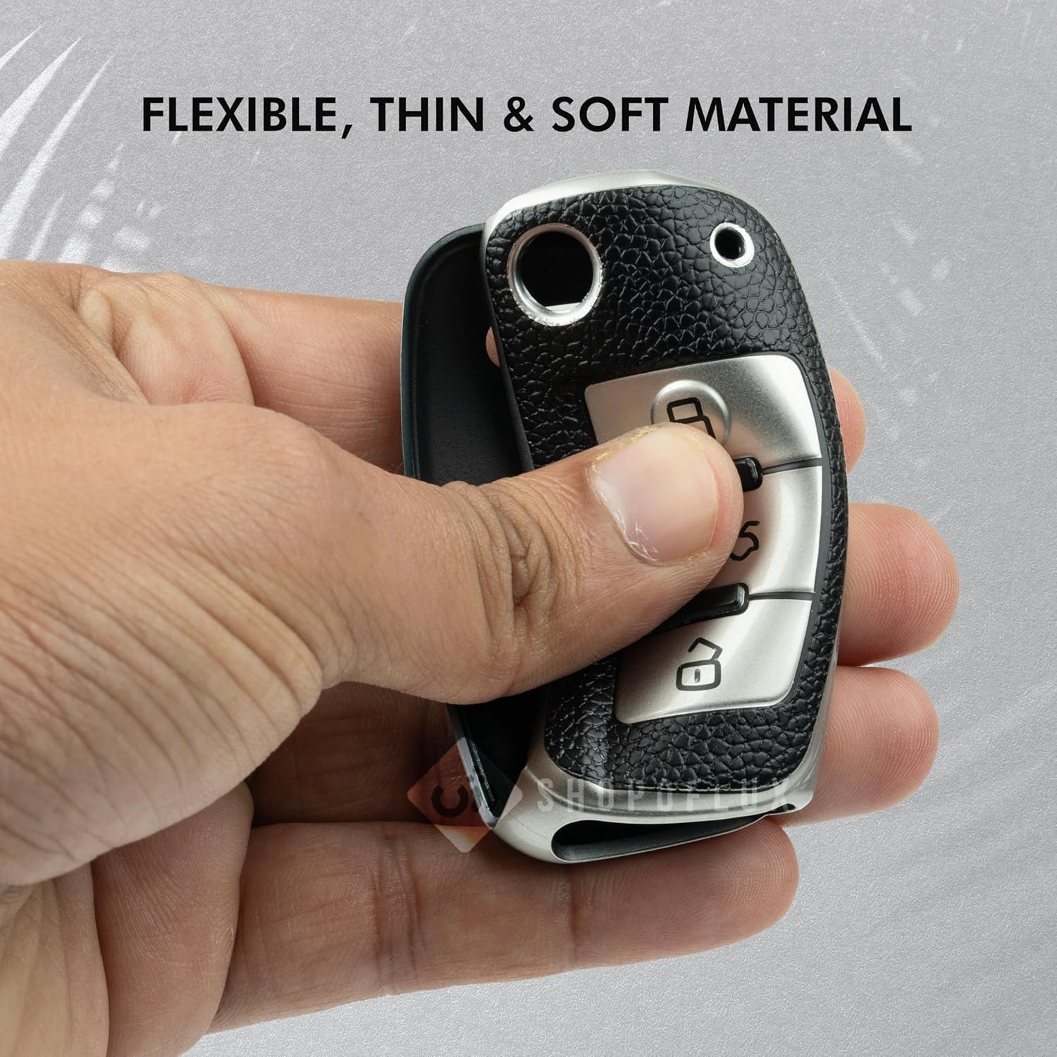 SHOPOFLUX TPU Leather Car Key Cover Compatible for Audi A1 A3 A6 Q2 Q3 Q7 TT TTS R8 S3 S6 RS3 3 Button Flip Key