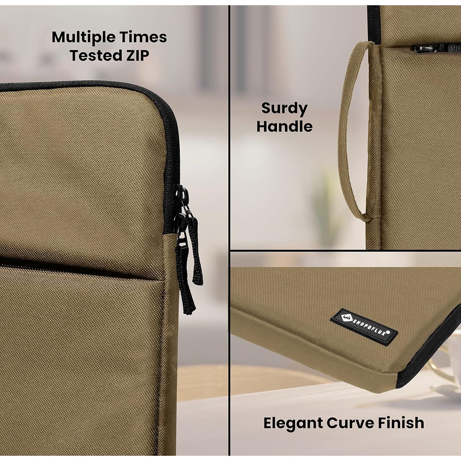 Shopoflux Laptop Sleeve Case Cover Bag for 15.6 Inch Laptop for Men and Women Waterproof with Front Pocket Blue, 16 X 11 X 1.2 Inch Brown with Pouch