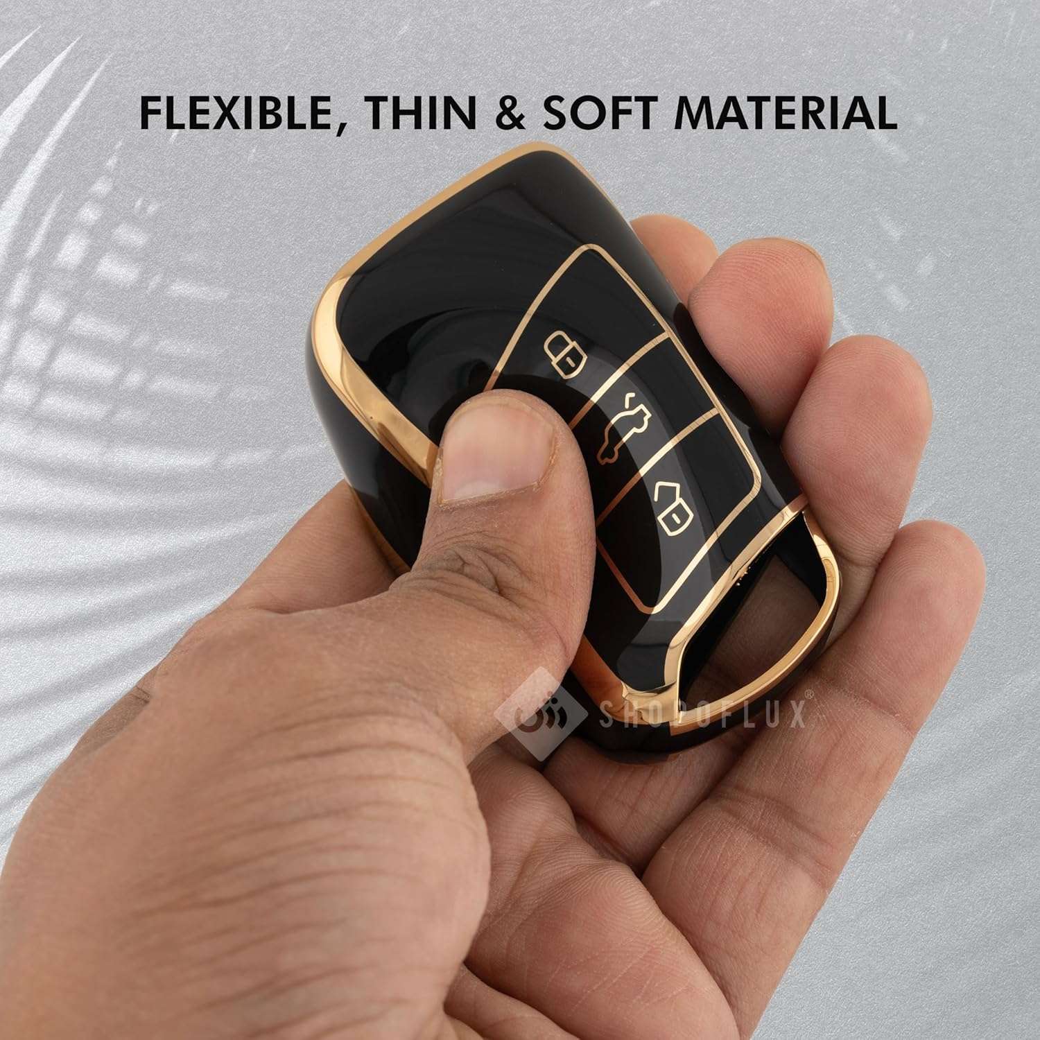 SHOPOFLUX TPU Car Key Cover Compatible for Skoda Octavia, Slavia, Kodiaq, Kushaq 3 Button Smart Key