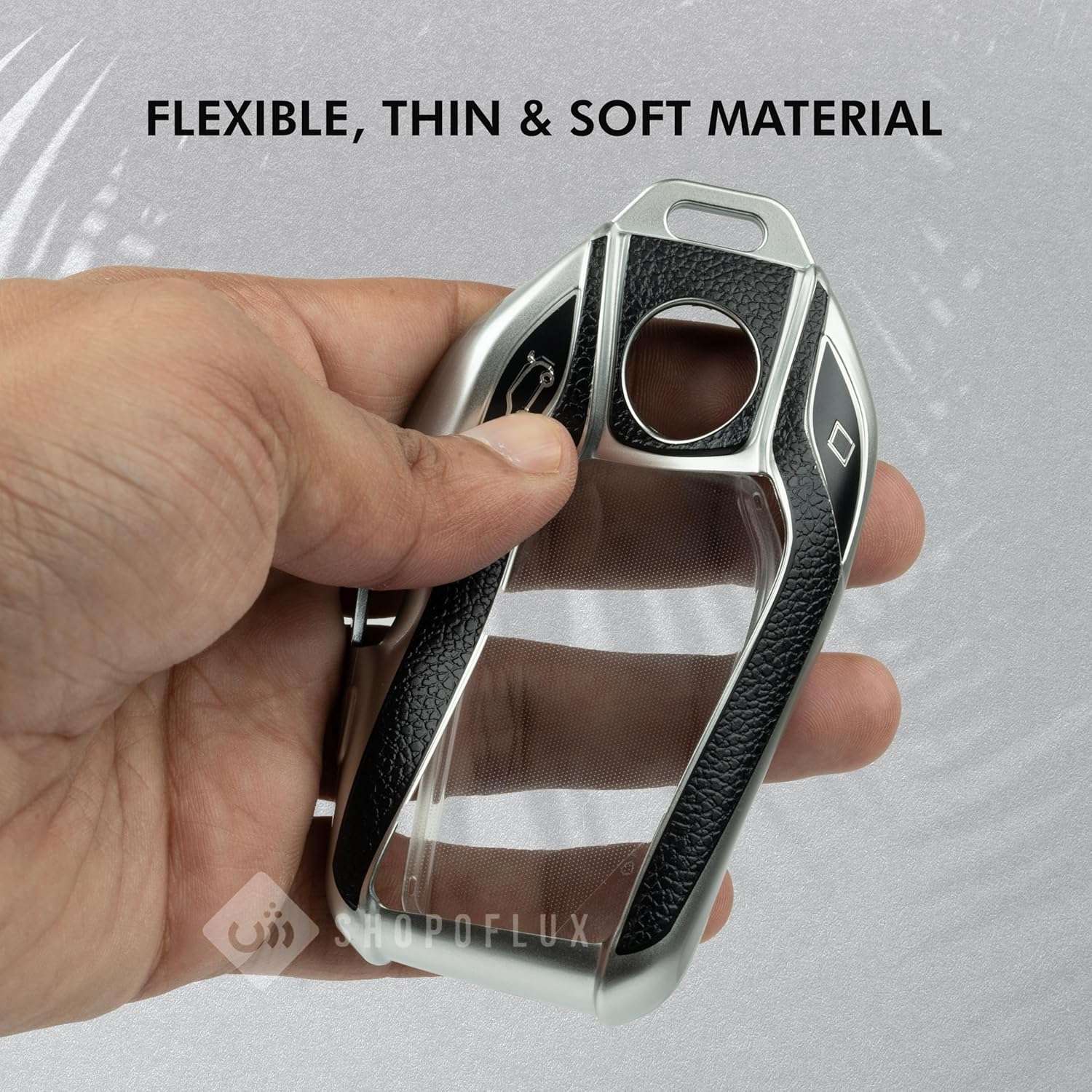 SHOPOFLUX TPU Leather Car Key Cover Compatible for BMW X Series Screen Touch Smart Key