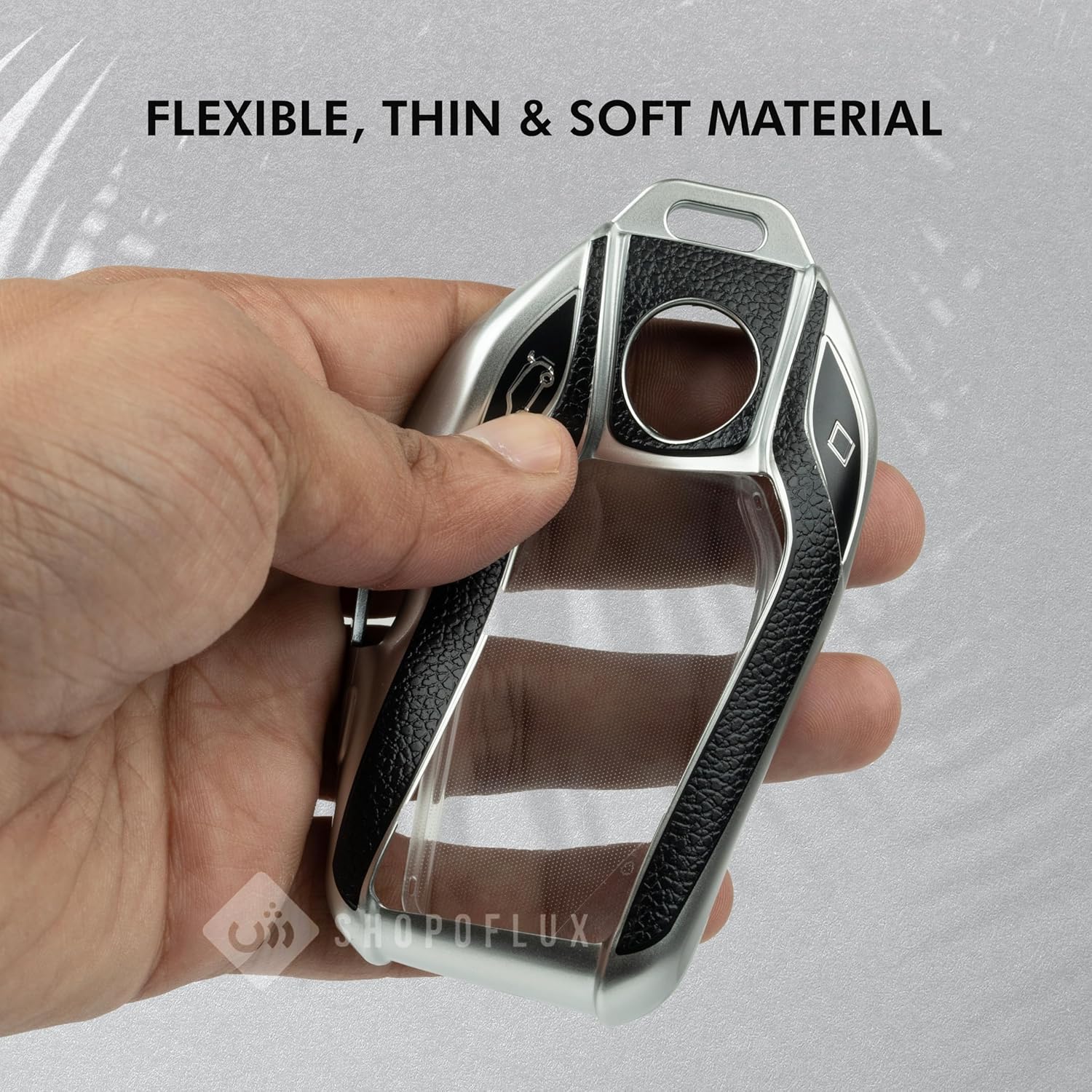 SHOPOFLUX TPU Leather Car Key Cover Compatible for BMW X Series Screen Touch Smart Key