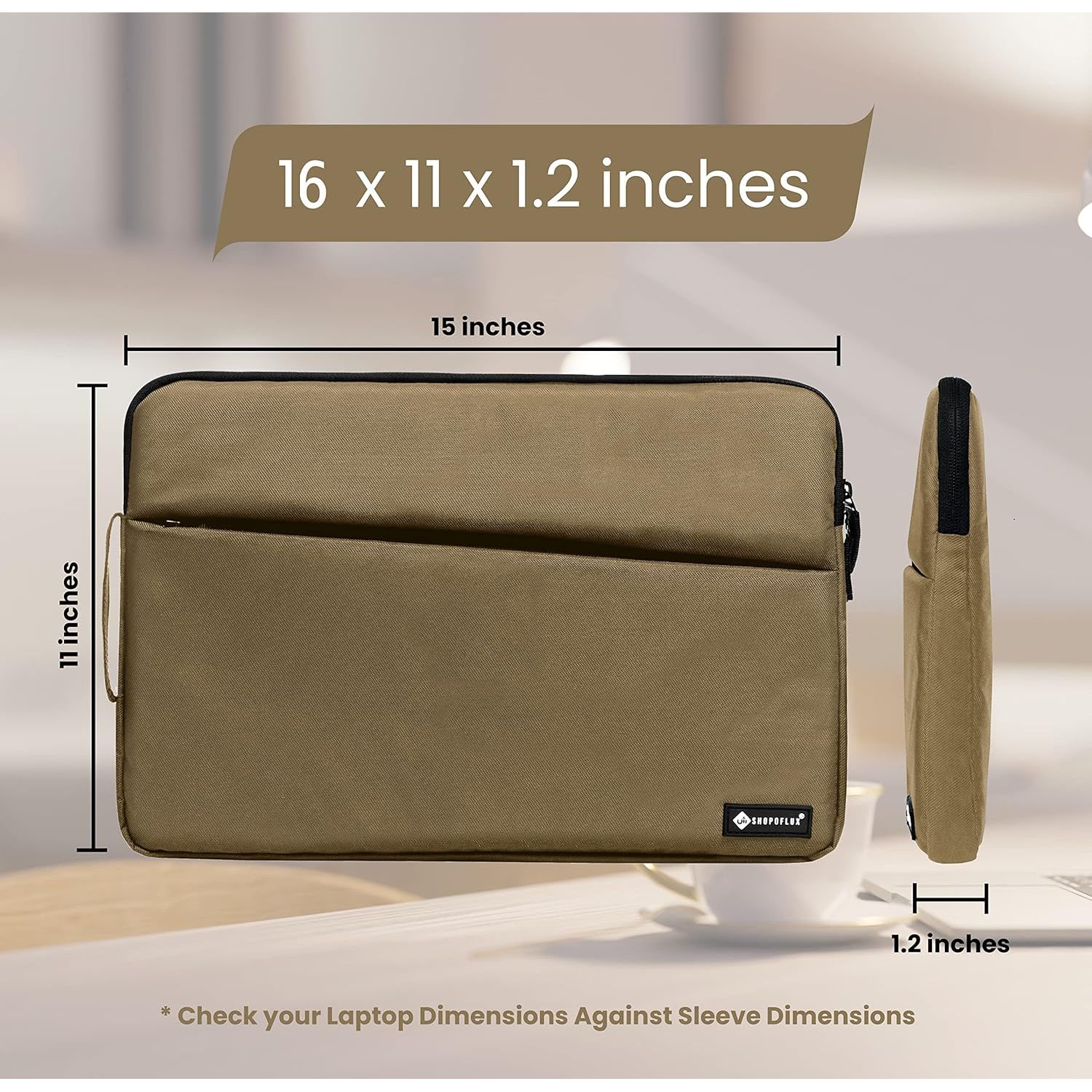 Shopoflux 16 Inch Laptop Sleeve Pack of 2 Case Cover Bag for Laptop for Men and Women Waterproof with Front Pocket Blue, 16 X 11 X 1.2 Inch Brown & Blue