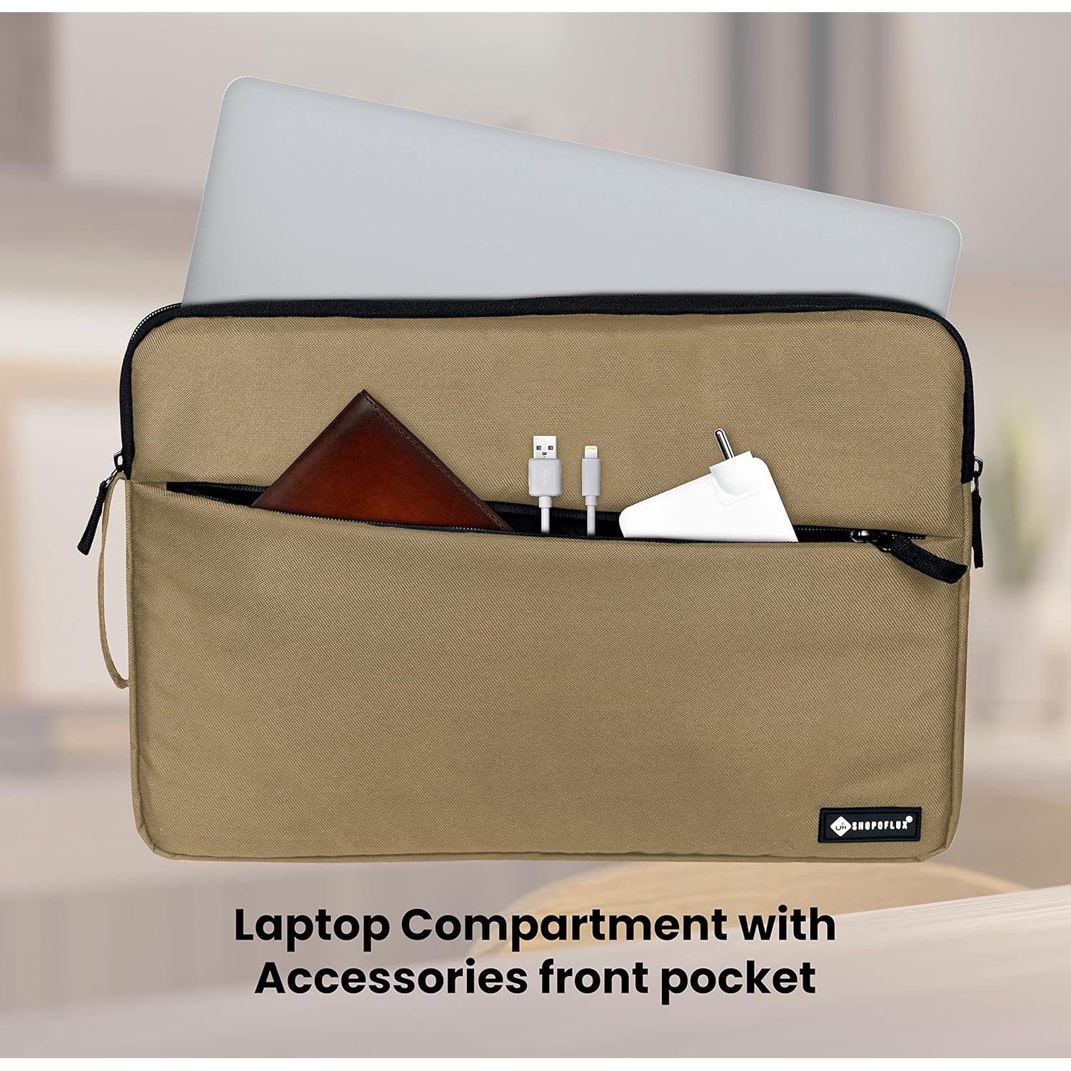 Shopoflux Laptop Sleeve Case Cover Bag for 15.6 Inch Laptop for Men and Women Waterproof with Front Pocket Blue, 16 X 11 X 1.2 Inch Brown with Pouch