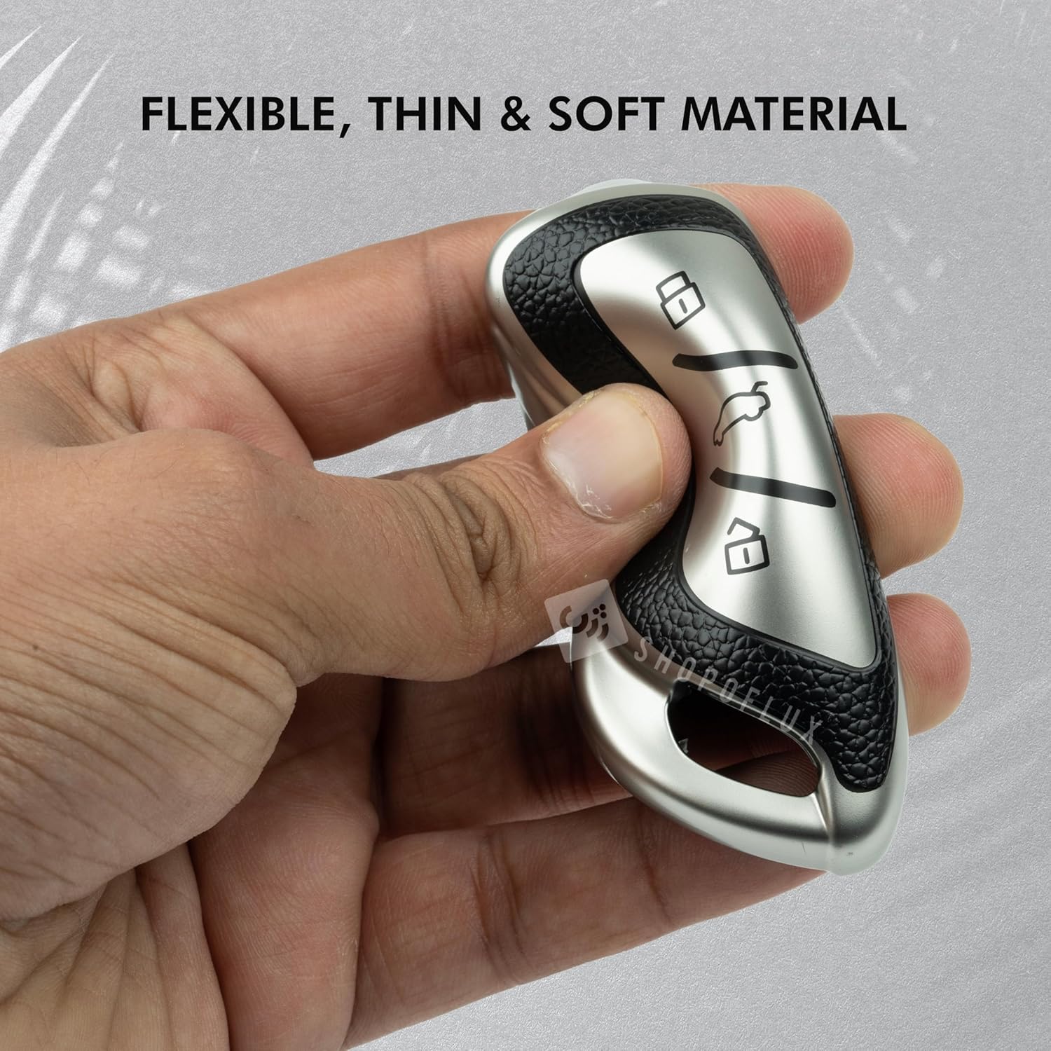 SHOPOFLUX TPU Leather Key Cover Compatible with MG ZS EV Electric | Astor 3 Button Smart Key