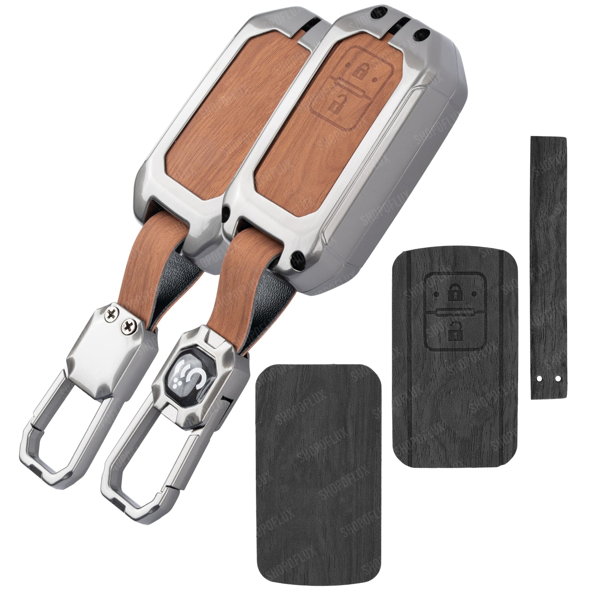 SHOPOFLUX Metal Key Cover Compatible with Baleno, Grand Vitara, XL6, Swift, Brezza, Celerio, Ignis, Ertiga, Dzire, Fronx, Urban Cruiser, Rumion, Glanza, Hyryder 2 Button Smart Key (Brown Silicon) Shopoflux
