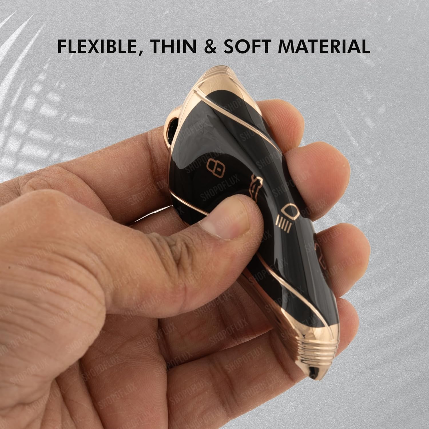 SHOPOFLUX TPU Key Cover Compatible with Tata Curvv | Curvv EV Electric | Sierra | Safari | Harrier | 4 Button Smart Key Only (Pack 2 Black + White)