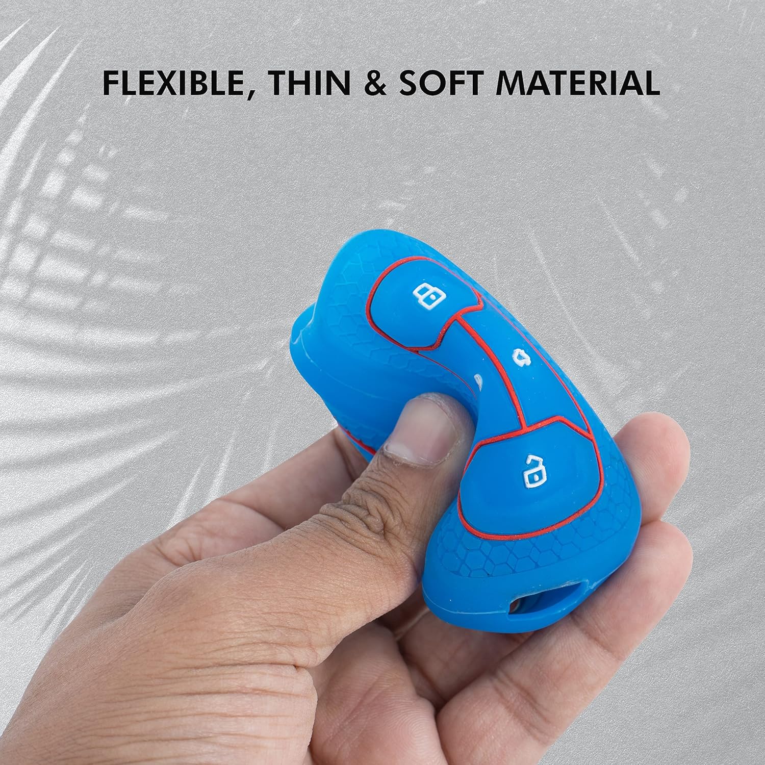 Shopoflux® Silicone Smart Key Cover Compatible with Tata Nexon | Harrier | Safari | Altroz | Tigor | EV | Punch | Tiago EV Electric Black & Blue Pack 2