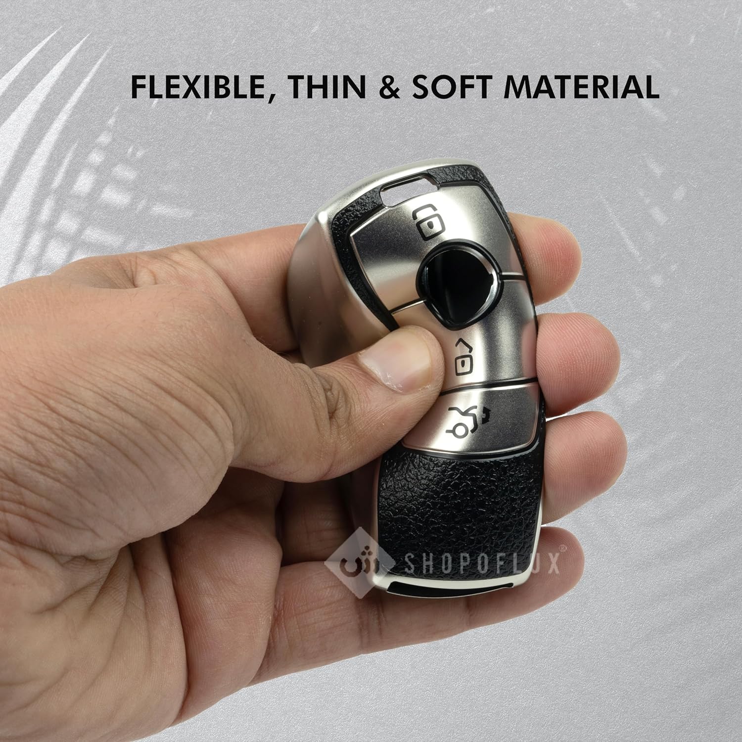 SHOPOFLUX TPU Leather Car Key Cover Compatible for Mercedes Benz E - Class S - Class A - Class C - Class G - Class 2020 Onwards New Smart Key