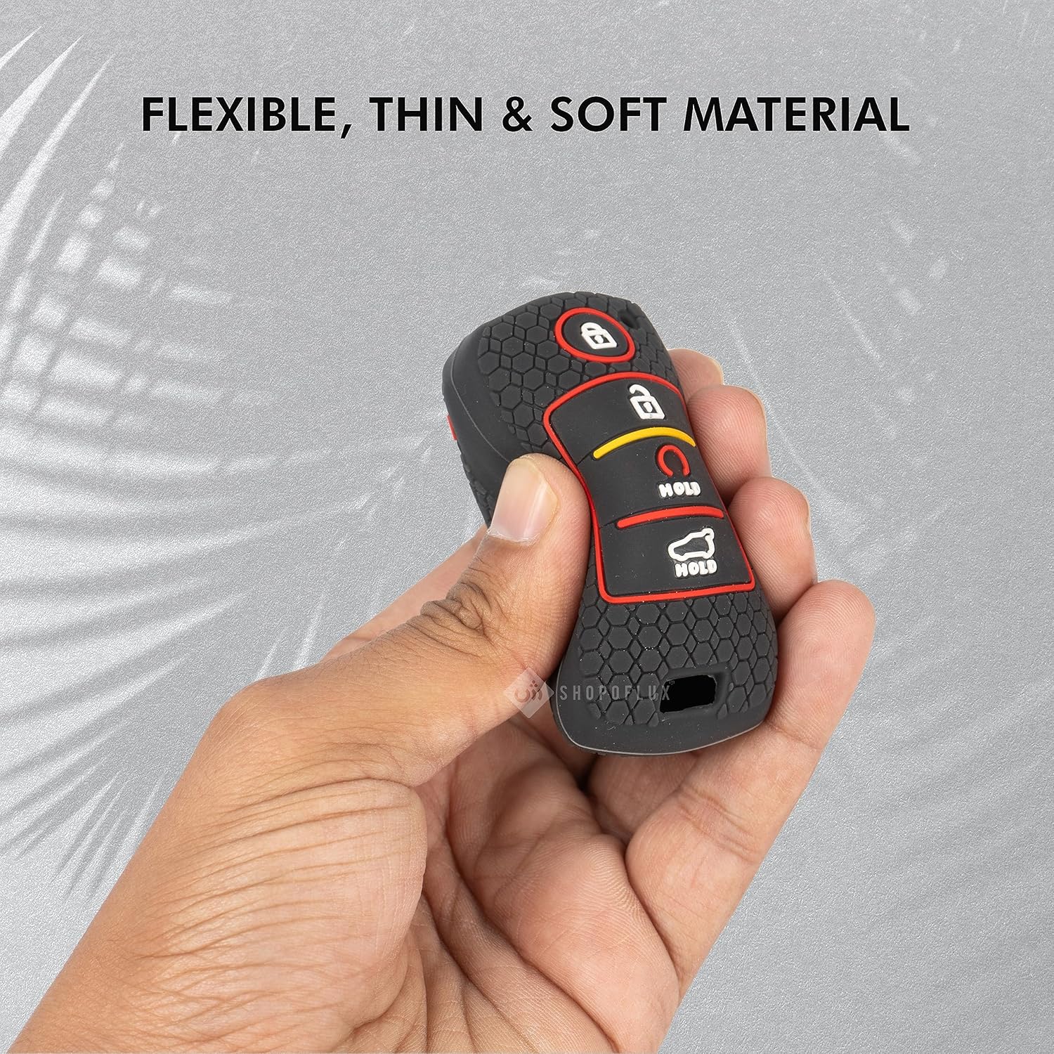 SHOPOFLUX Silicone Key Cover Compatible with Kia Seltos | Sonet | Carens 4 Button Smart Key - Black Pack of 2