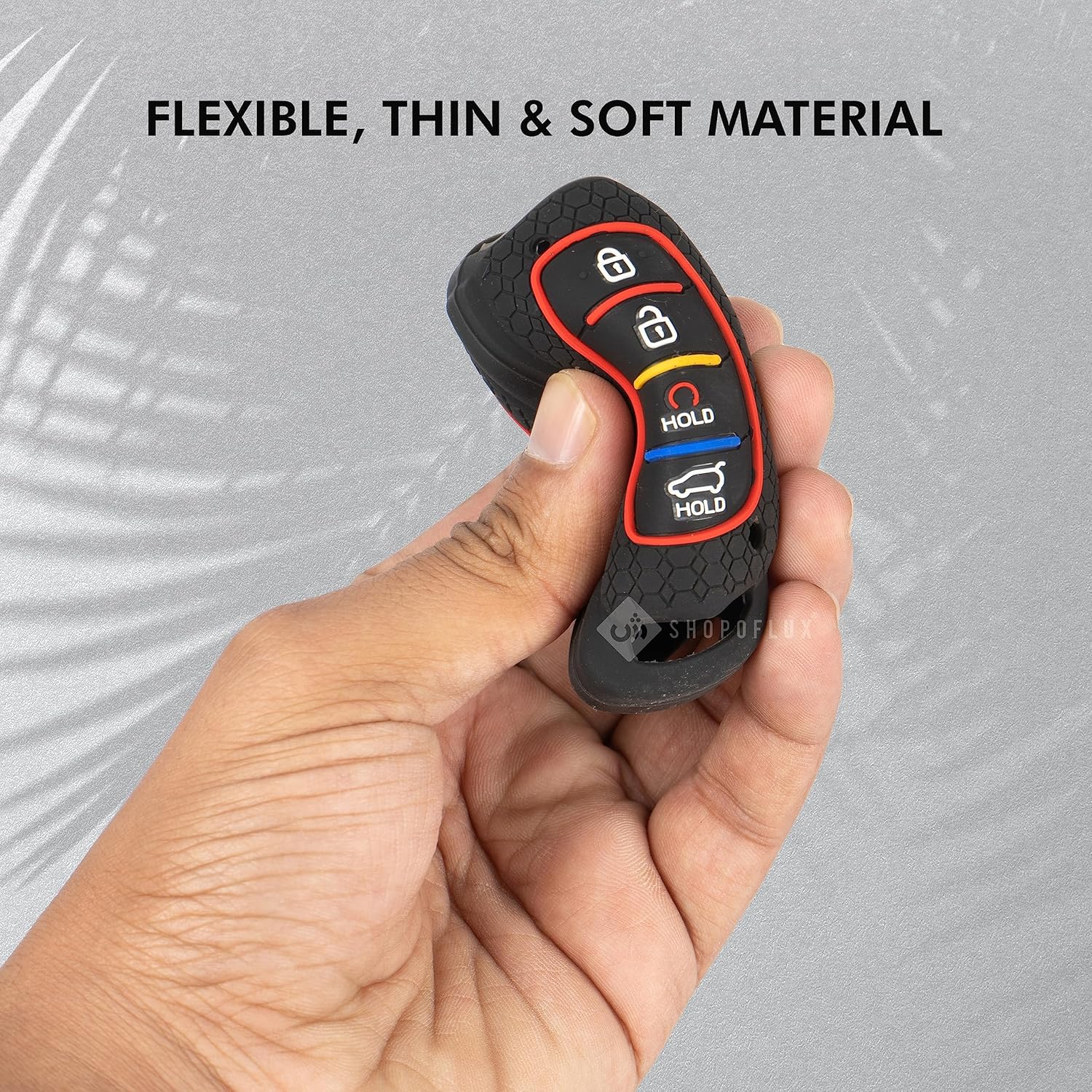 SHOPOFLUX Silicone Key Cover Compatible with Hyundai Alcazar and Creta 2021 2022 2023 Car 4 Button Smart Key Pack of 1