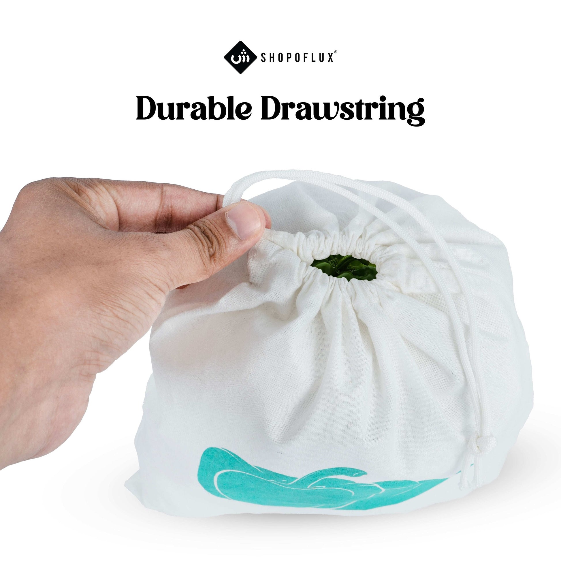 SHOPOFLUX Cotton Reusable Vegetable Storage Bag For Fridge Set Of 10 Bags Washable, Zip, 9 Inches, 12 Inch