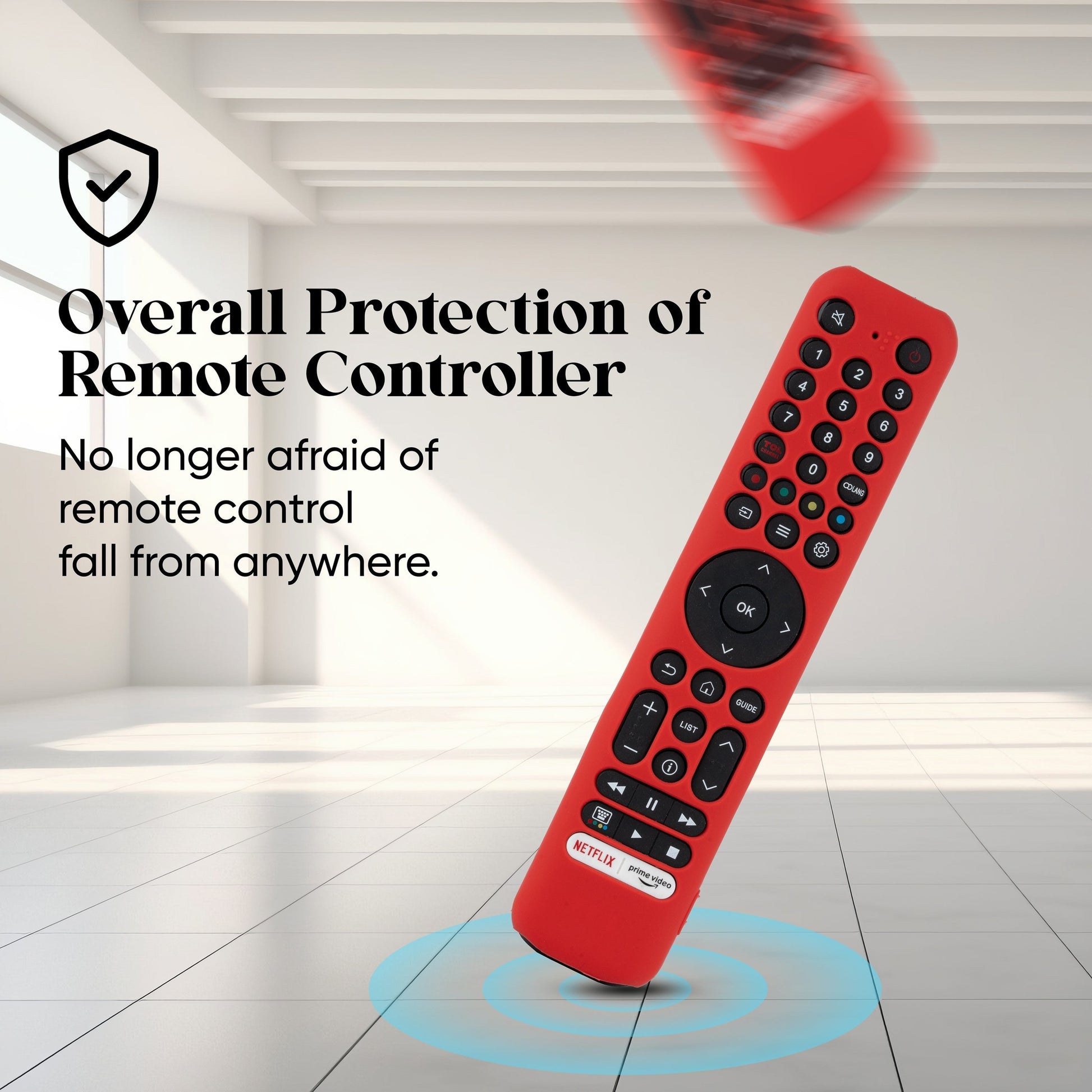 SHOPOFLUX Silicone TV Remote Cover Compatible with L4B Series TCL Tv Remote RC833 Protective Case (Red) Shopoflux