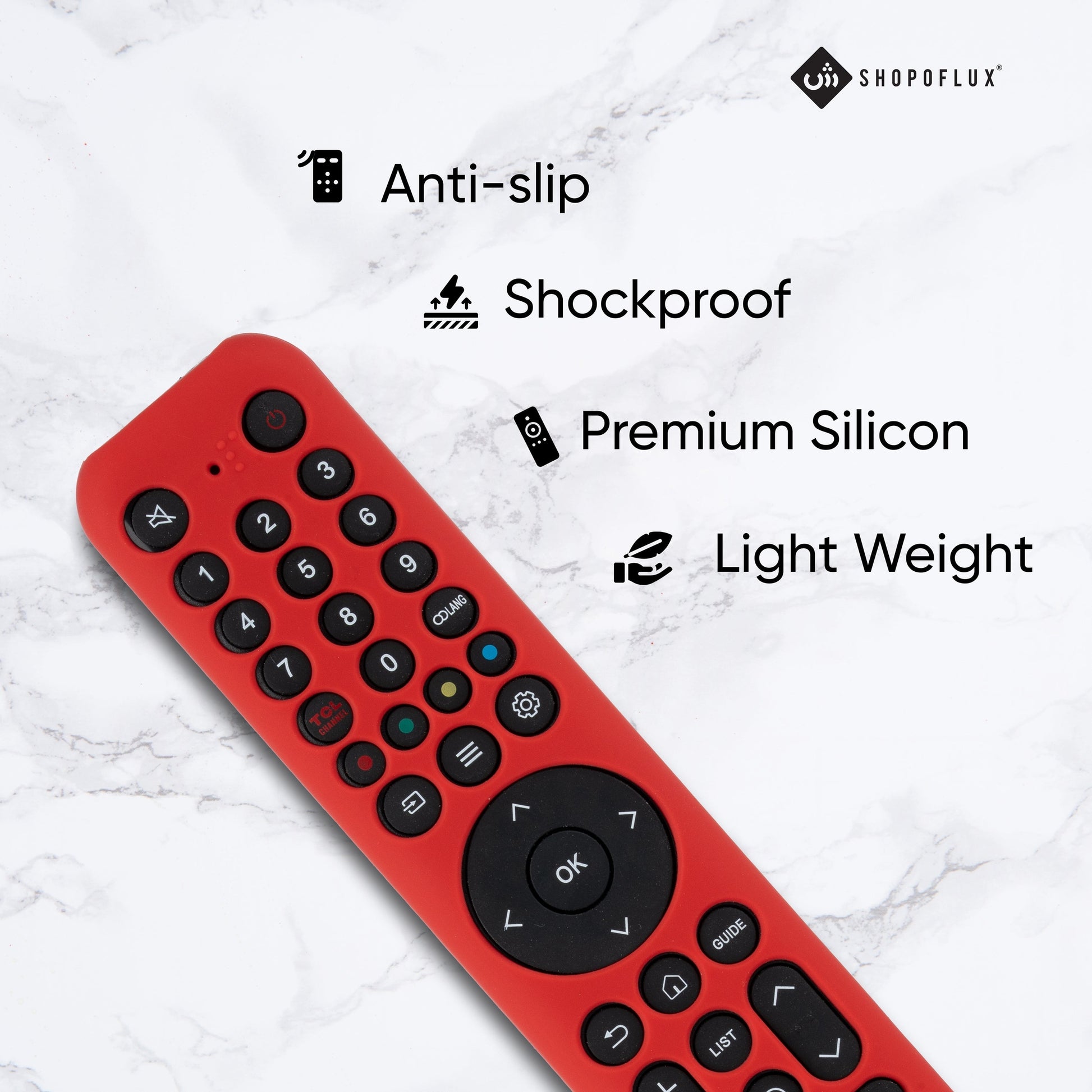 SHOPOFLUX Silicone TV Remote Cover Compatible with L4B Series TCL Tv Remote RC833 Protective Case (Red) Shopoflux