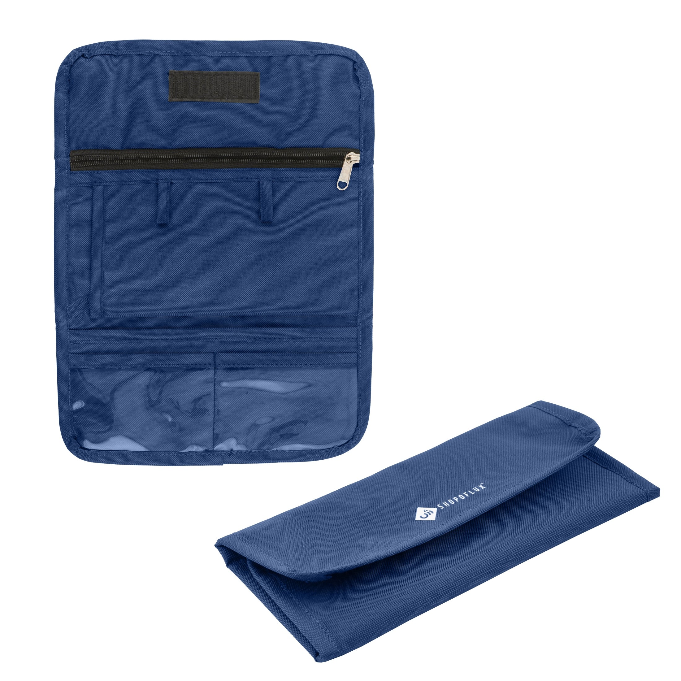 SHOPOFLUX Fabric Modern Car Document Holder Organiser | Vehicle Document Storage Wallet for Driving Licence, Rc Book, Puc, Insurance for Cars, Two Wheeler, Auto and Truck Blue