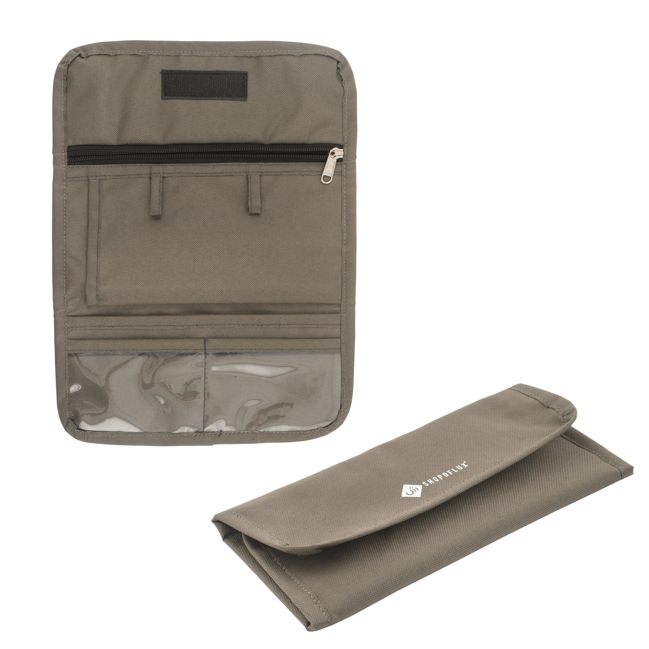 SHOPOFLUX Car Document Holder Organiser | Vehicle Document Storage Wallet for Driving Licence, RC Book, PUC, Insurance for Cars, Two Wheeler, Auto and Truck Grey