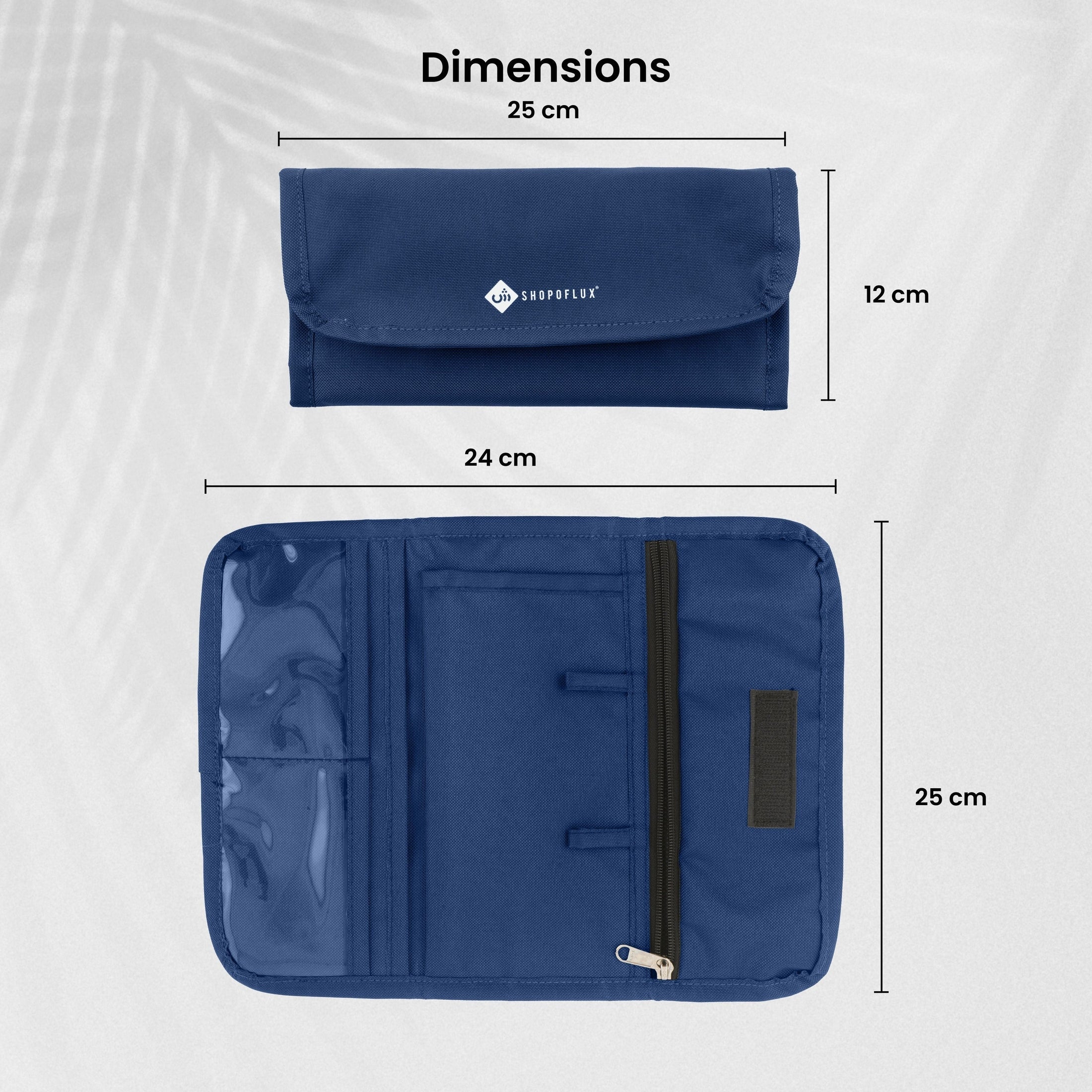 SHOPOFLUX Fabric Modern Car Document Holder Organiser | Vehicle Document Storage Wallet for Driving Licence, Rc Book, Puc, Insurance for Cars, Two Wheeler, Auto and Truck Blue