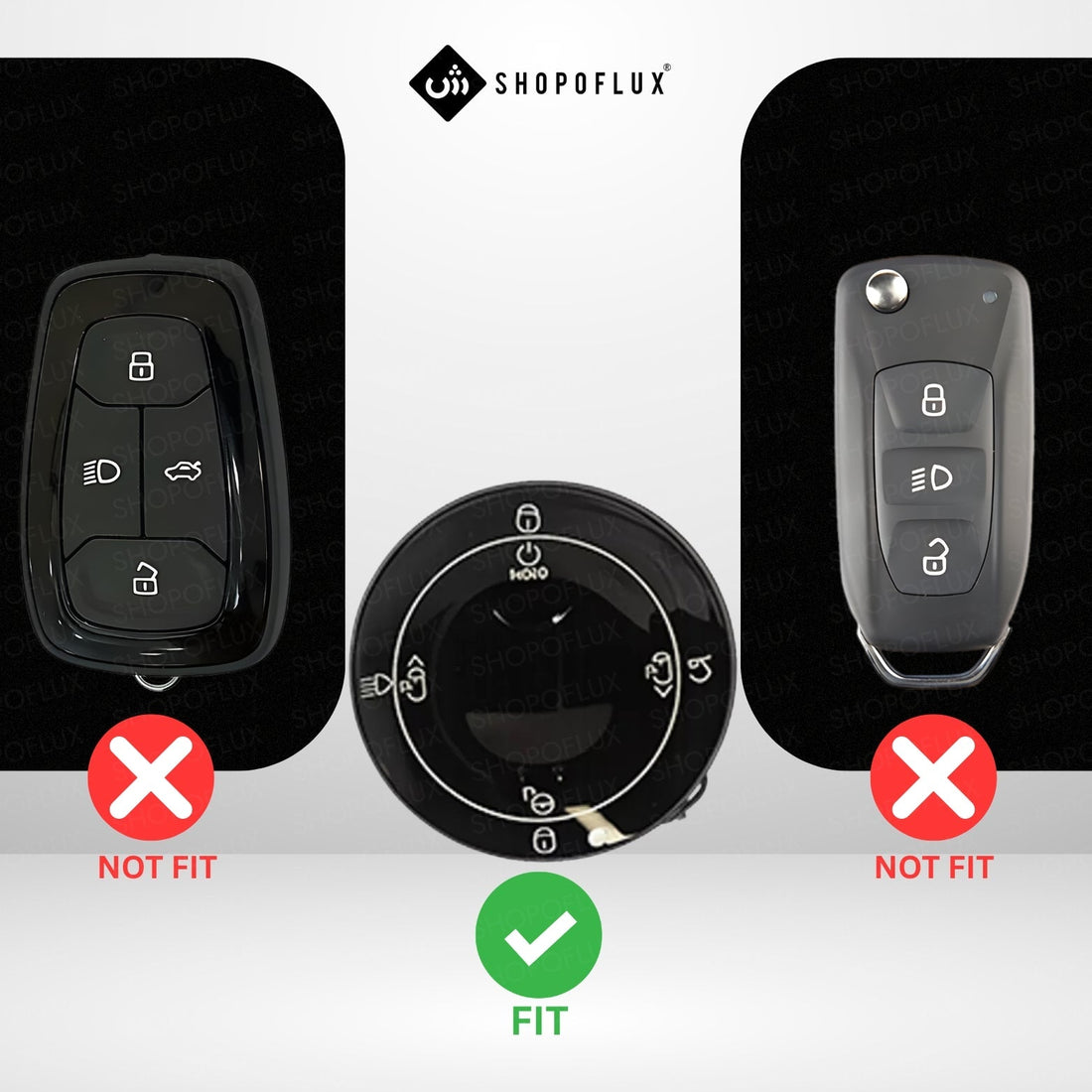 SHOPOFLUX Metal Key Cover Compatible for Tata Harrier EV Round Smart Key Shopoflux