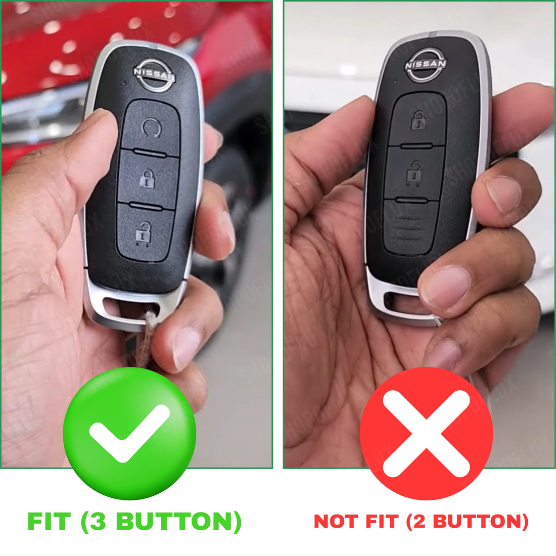 SHOPOFLUX Metal Key Cover Compatible with Nissan Magnite 3 button Smart Key (Black) (Pack of 1)