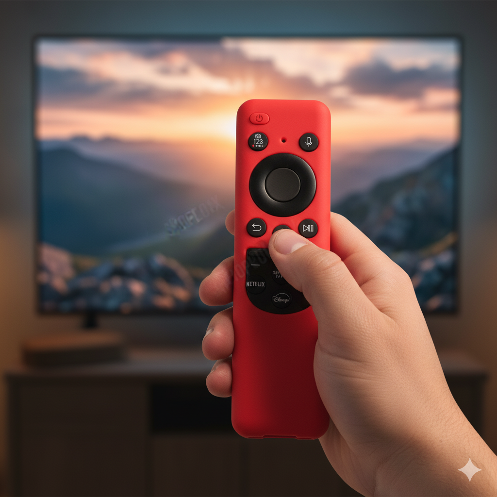 SHOPOFLUX Silicone TV Remote Cover Compatible with Samsung Smart TV - Protective Open Key Case with Lanyard (Red) Shopoflux