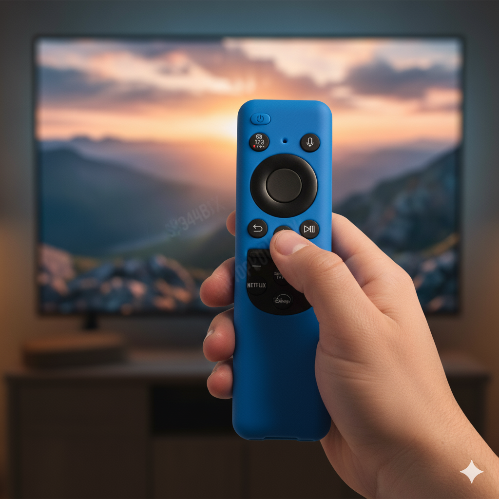 SHOPOFLUX Silicone TV Remote Cover Compatible with Samsung Smart TV - Protective Open Key Case with Lanyard (Blue) Shopoflux