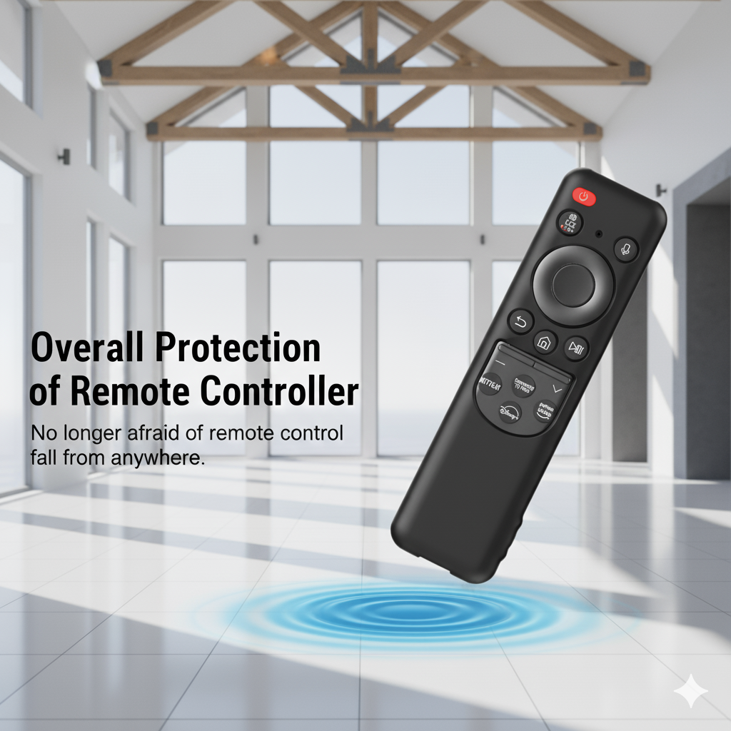 SHOPOFLUX Silicone TV Remote Cover Compatible with Samsung Smart TV Protective Open Key Case with Lanyard (Black) Shopoflux