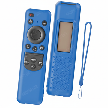 SHOPOFLUX Silicone TV Remote Cover Compatible with Samsung Smart TV - Protective Open Key Case with Lanyard (Blue)