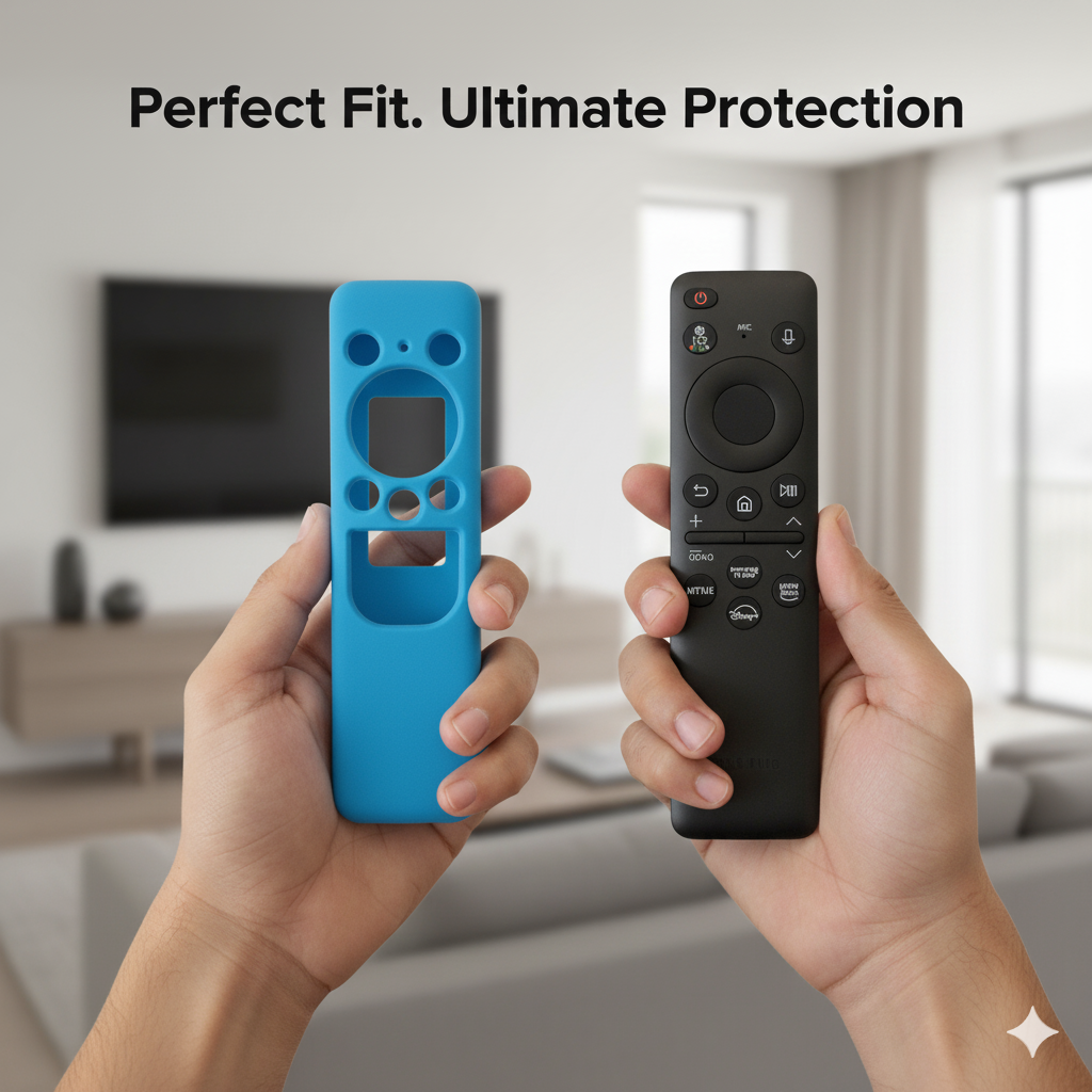 SHOPOFLUX Silicone TV Remote Cover Compatible with Samsung Smart TV - Protective Open Key Case with Lanyard (Blue) Shopoflux