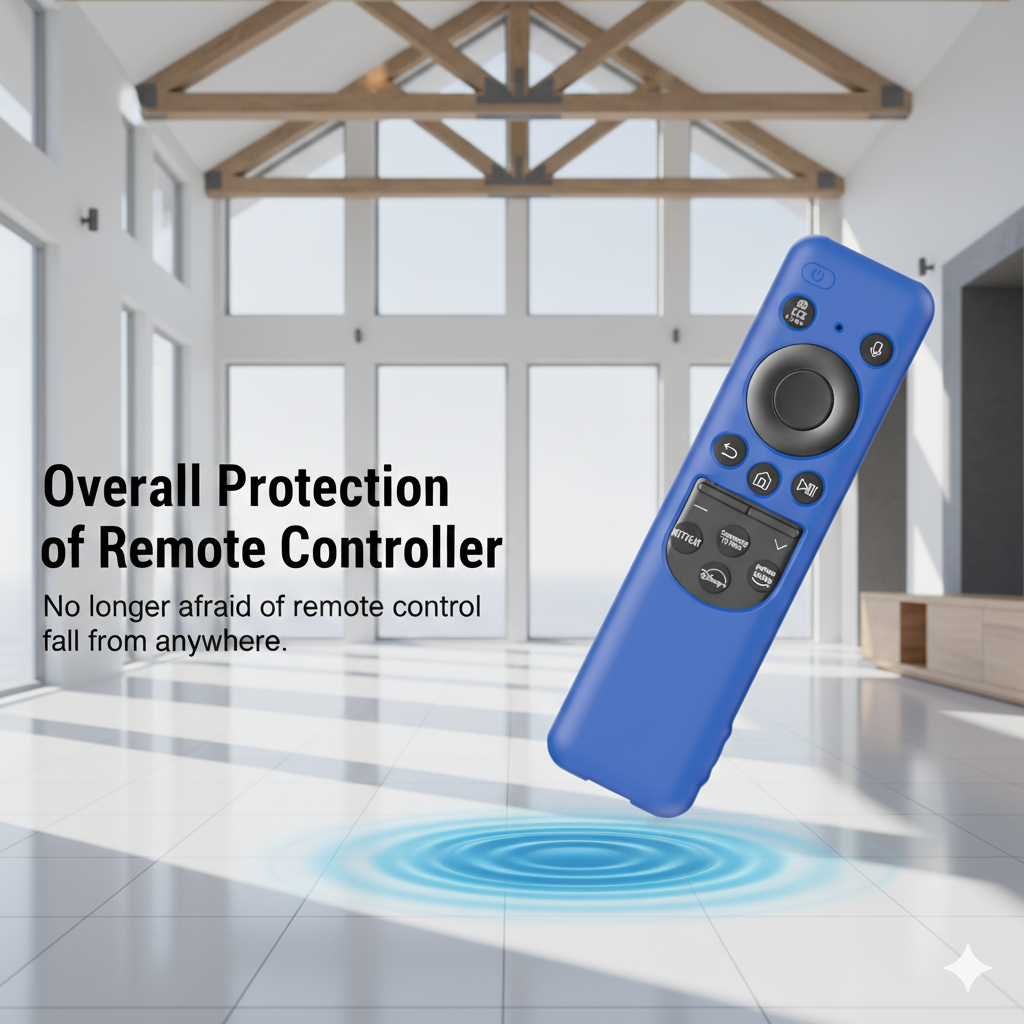 SHOPOFLUX Silicone TV Remote Cover Compatible with Samsung Smart TV - Protective Open Key Case with Lanyard (Blue) Shopoflux