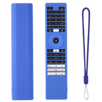 SHOPOFLUX Silicone TV Remote Cover Compatible with Toshiba Smart TV Protective Case with Lanyard (Blue) Shopoflux