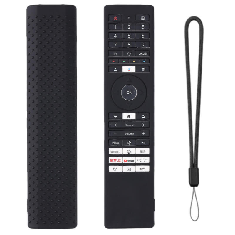 SHOPOFLUX Silicone TV Remote Cover Compatible with Toshiba Smart TV Protective Case with Lanyard (Black) Shopoflux