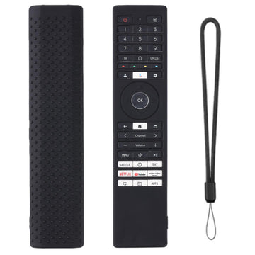 SHOPOFLUX Silicone TV Remote Cover Compatible with Toshiba Smart TV Protective Case with Lanyard (Black) Shopoflux