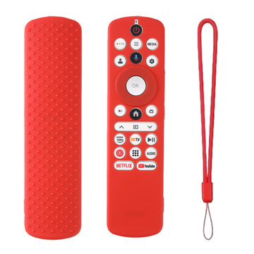 SHOPOFLUX Silicone TV Remote Cover Compatible with Haier Smart TV Protective Case with Lanyard (Red) Shopoflux