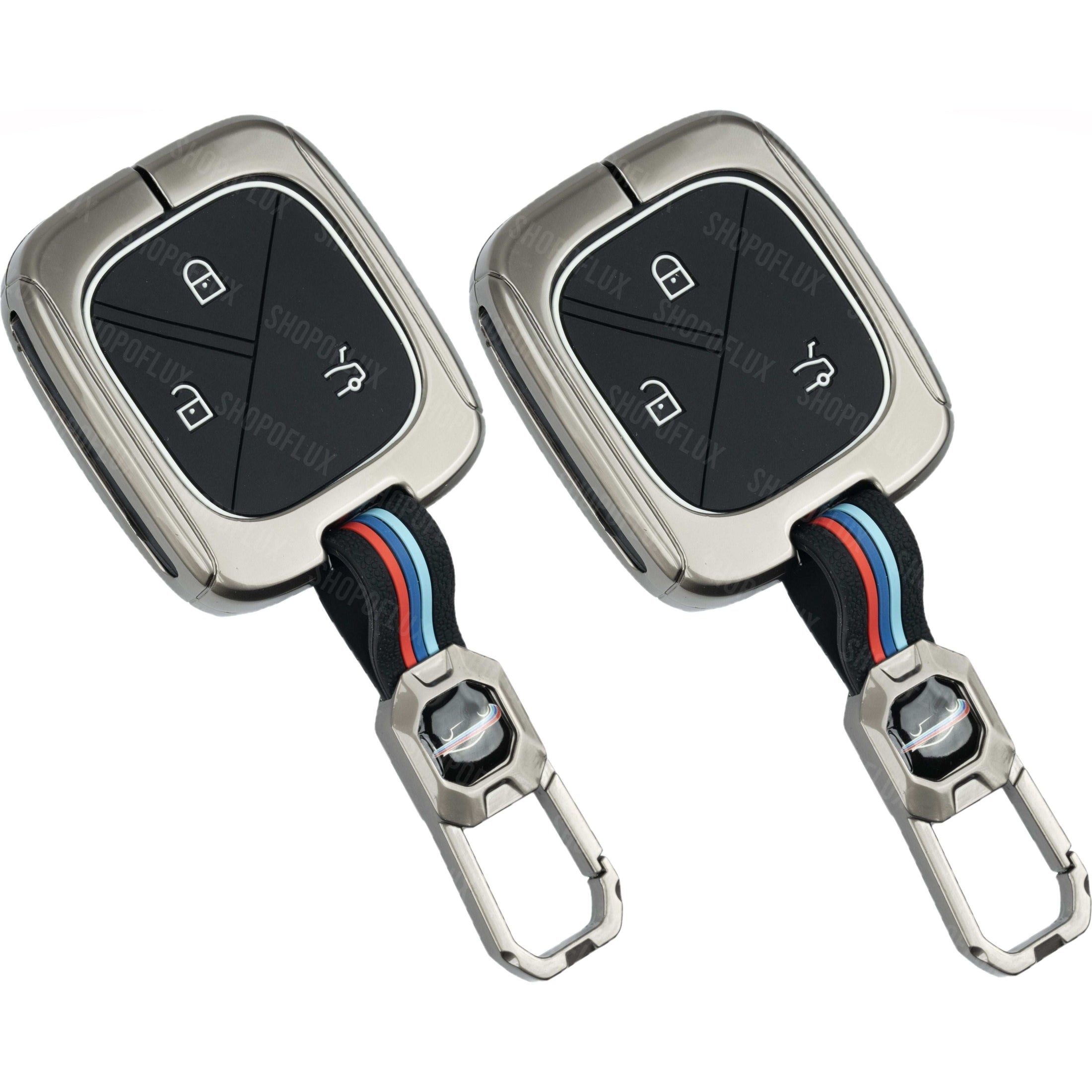 SHOPOFLUX Metal Key Cover Compatible with MG Comet ev Electric 3 Button Smart Key