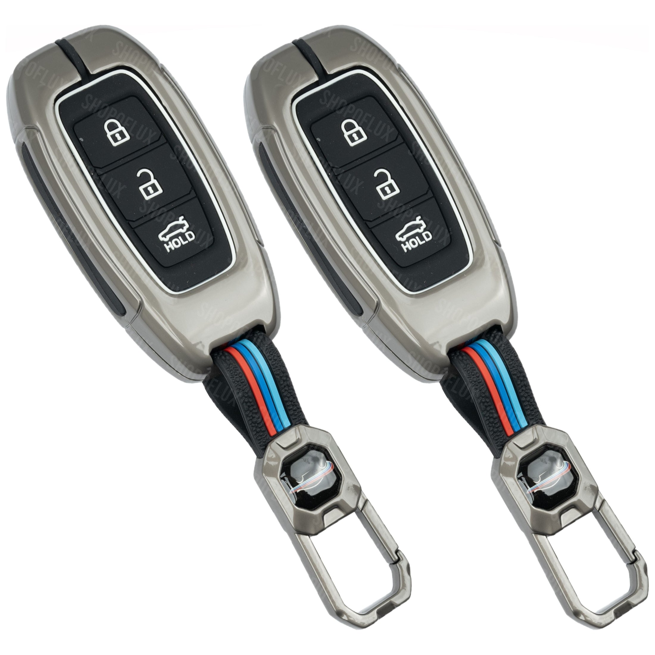 SHOPOFLUX Metal Key Cover Compatible with Hyundai Verna | Kona | i20 3 Button Smart Key