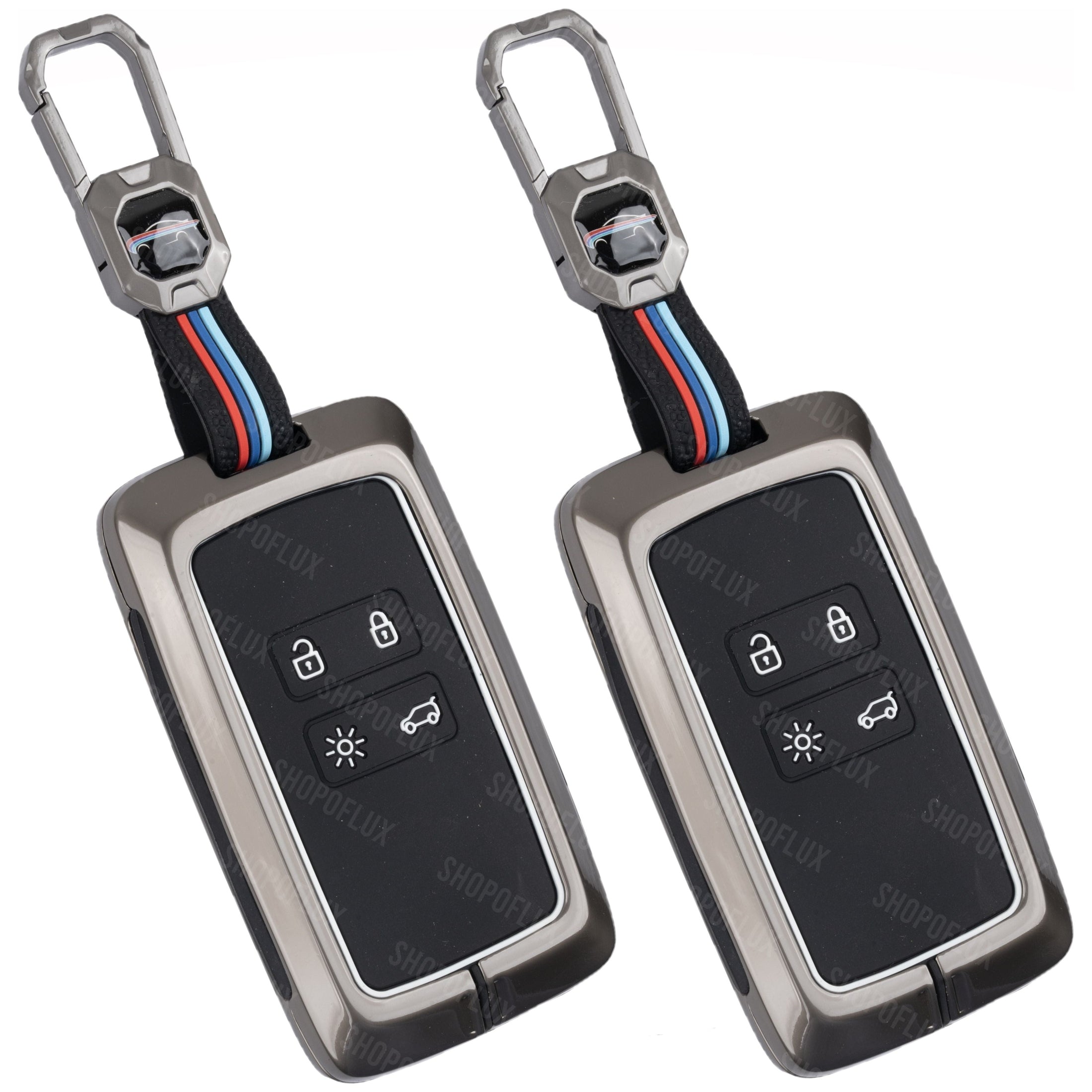 SHOPOFLUX Metal Key Cover Compatible with Renault Triber | Kiger 4 Button Smart Key Black
