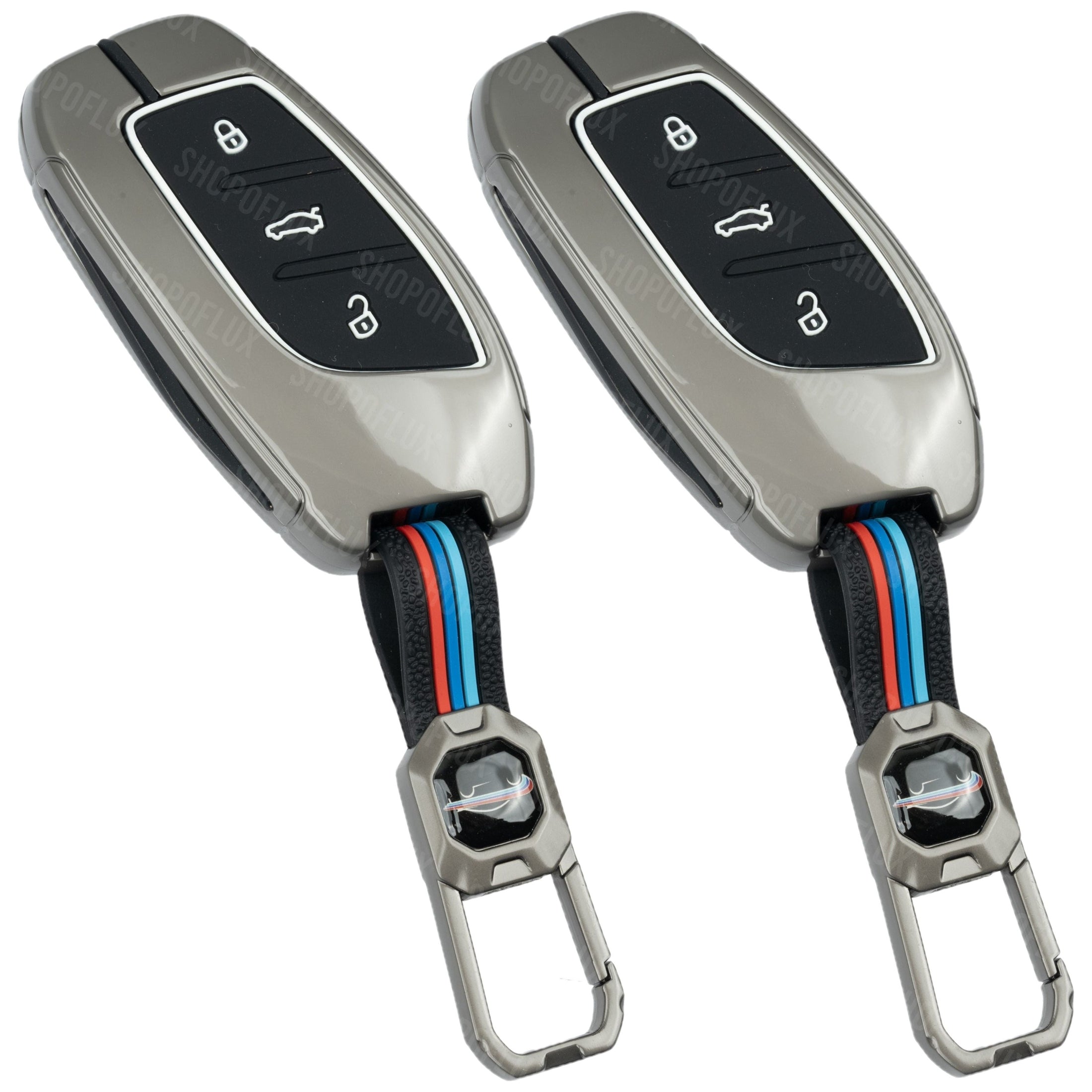 SHOPOFLUX Metal Key Cover Compatible for MG ZS EV Electric | Astor 3 Button Smart Key