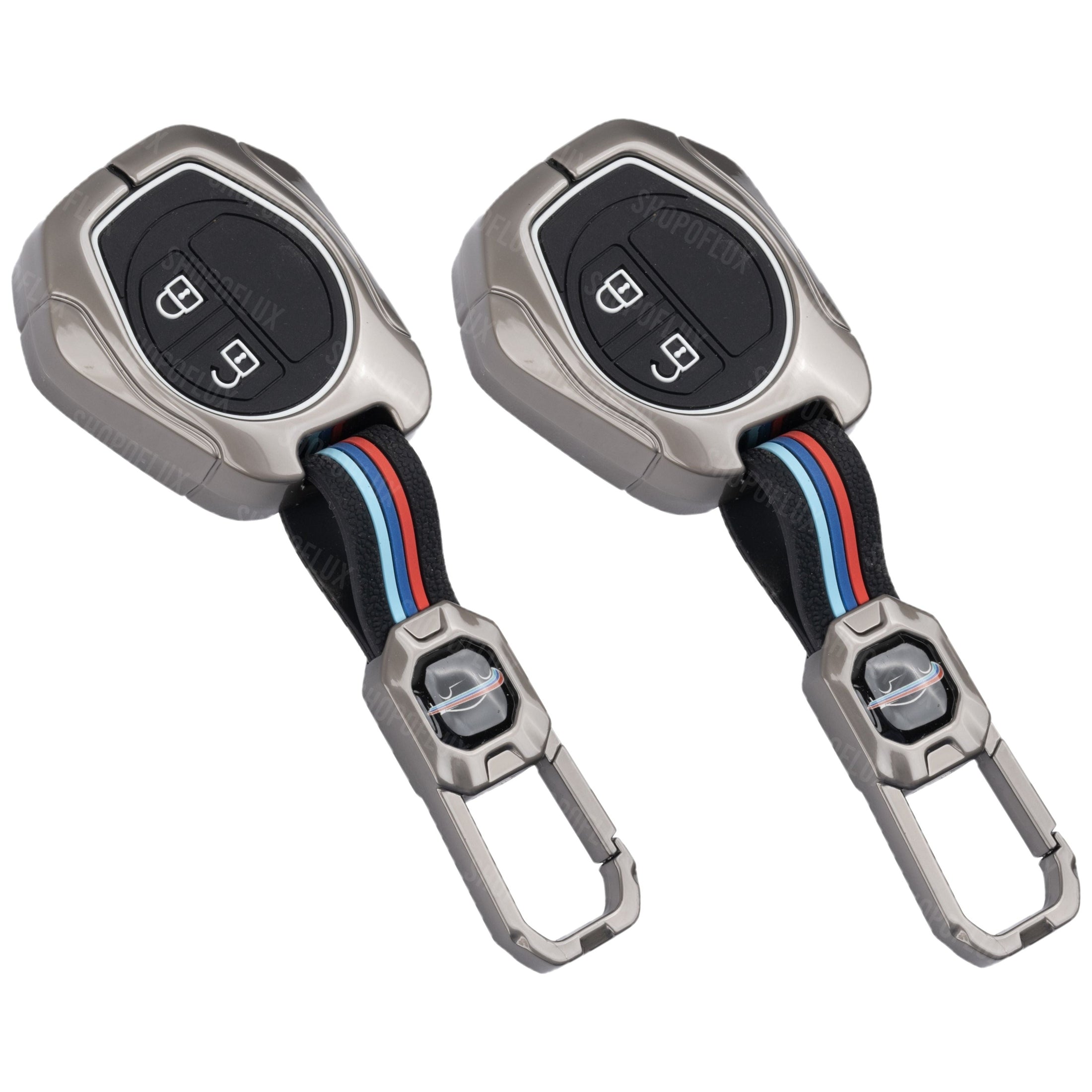 SHOPOFLUX Metal Key Cover Compitable for Suzuki,Toyota Swift | Ertiga | Wagonr | Celerio | Swift Dzire | Alto | Fronx | Breza | S Presso | Ignis 2 Button Remote Key