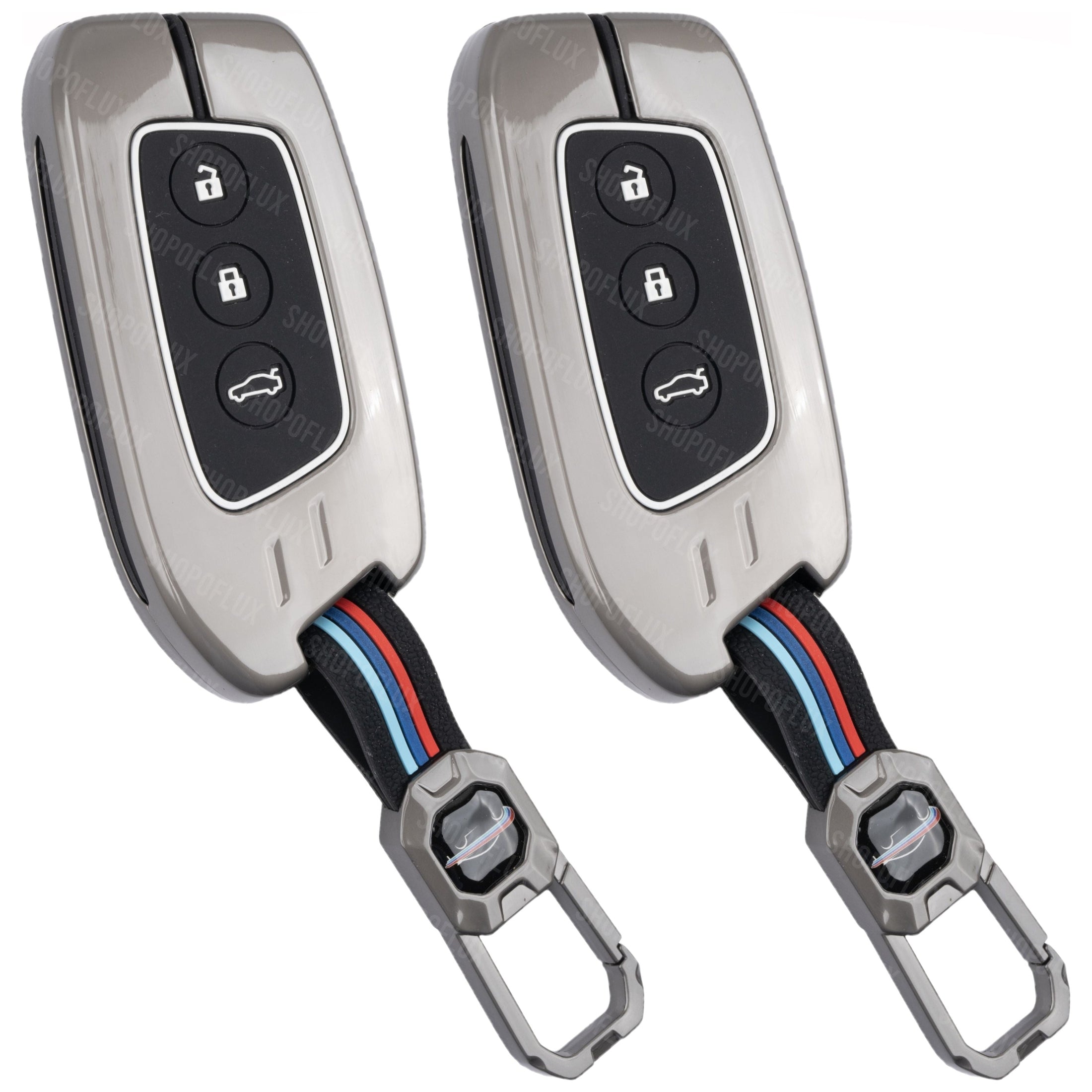 SHOPOFLUX Metal Car Key Cover Compatible for MG Hector 3 Button Smart Key - Black