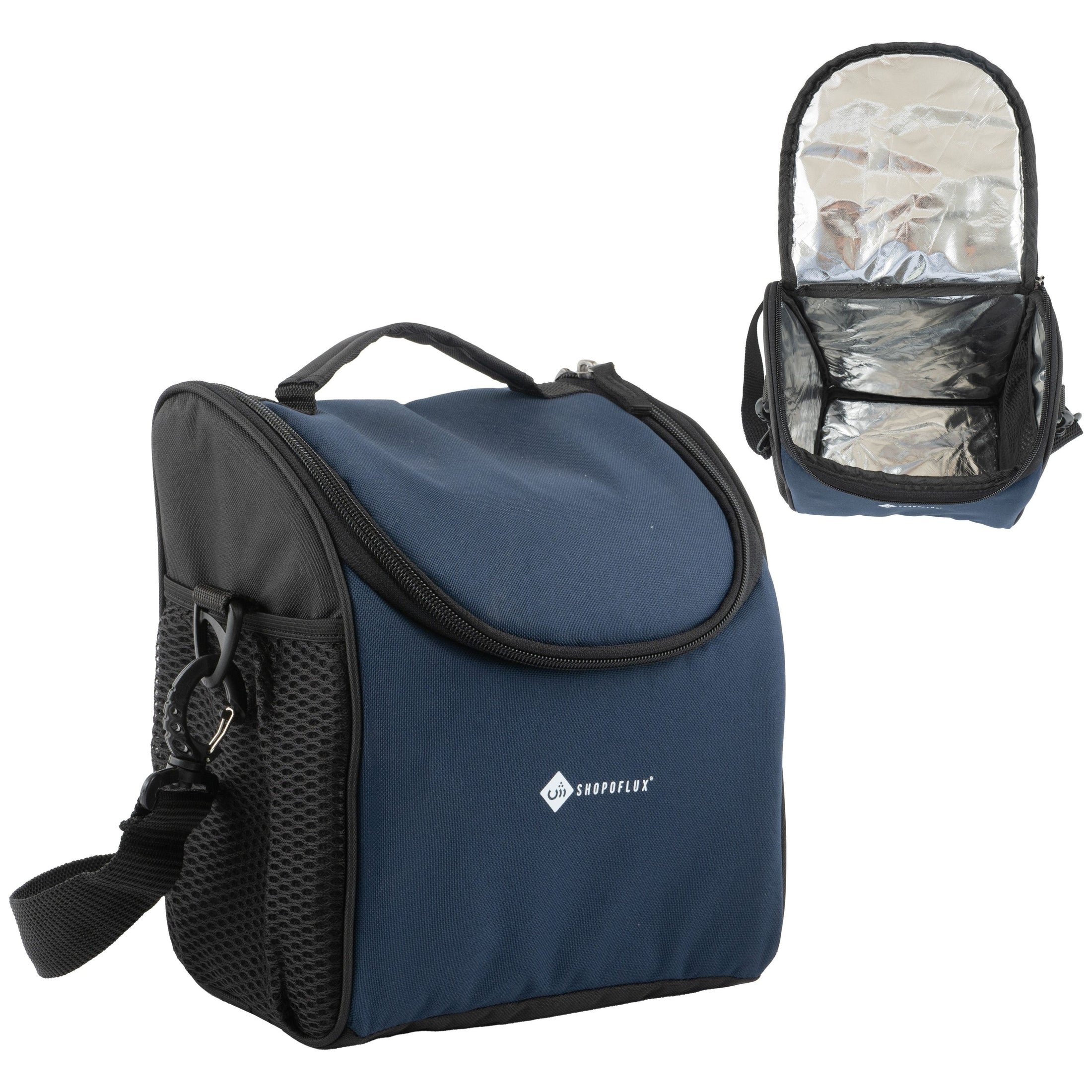 SHOPOFLUX Lunch Bag for Men and Women, Insulated Tiffin Bags for Office, College, School with Crossbody Belt Blue