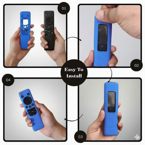 SHOPOFLUX Silicone TV Remote Cover Compatible with Samsung Smart TV - Protective Open Key Case with Lanyard (Blue) Shopoflux