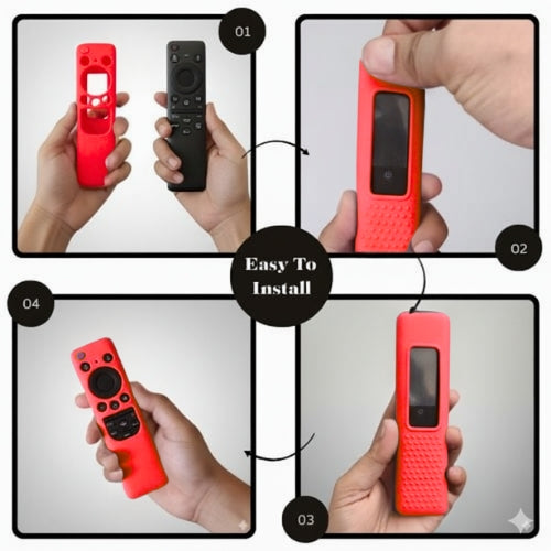 SHOPOFLUX Silicone TV Remote Cover Compatible with Samsung Smart TV - Protective Open Key Case with Lanyard (Red) Shopoflux